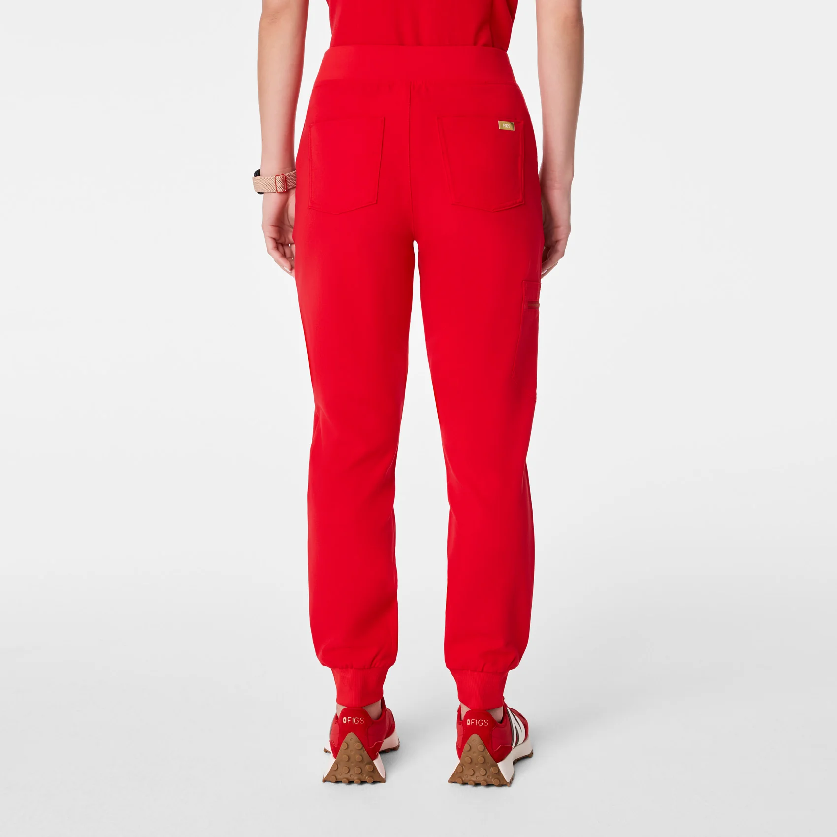women's Lunar New Year Pop Red High Waisted Zamora - Petite Jogger Scrub Pant™ - Image 4