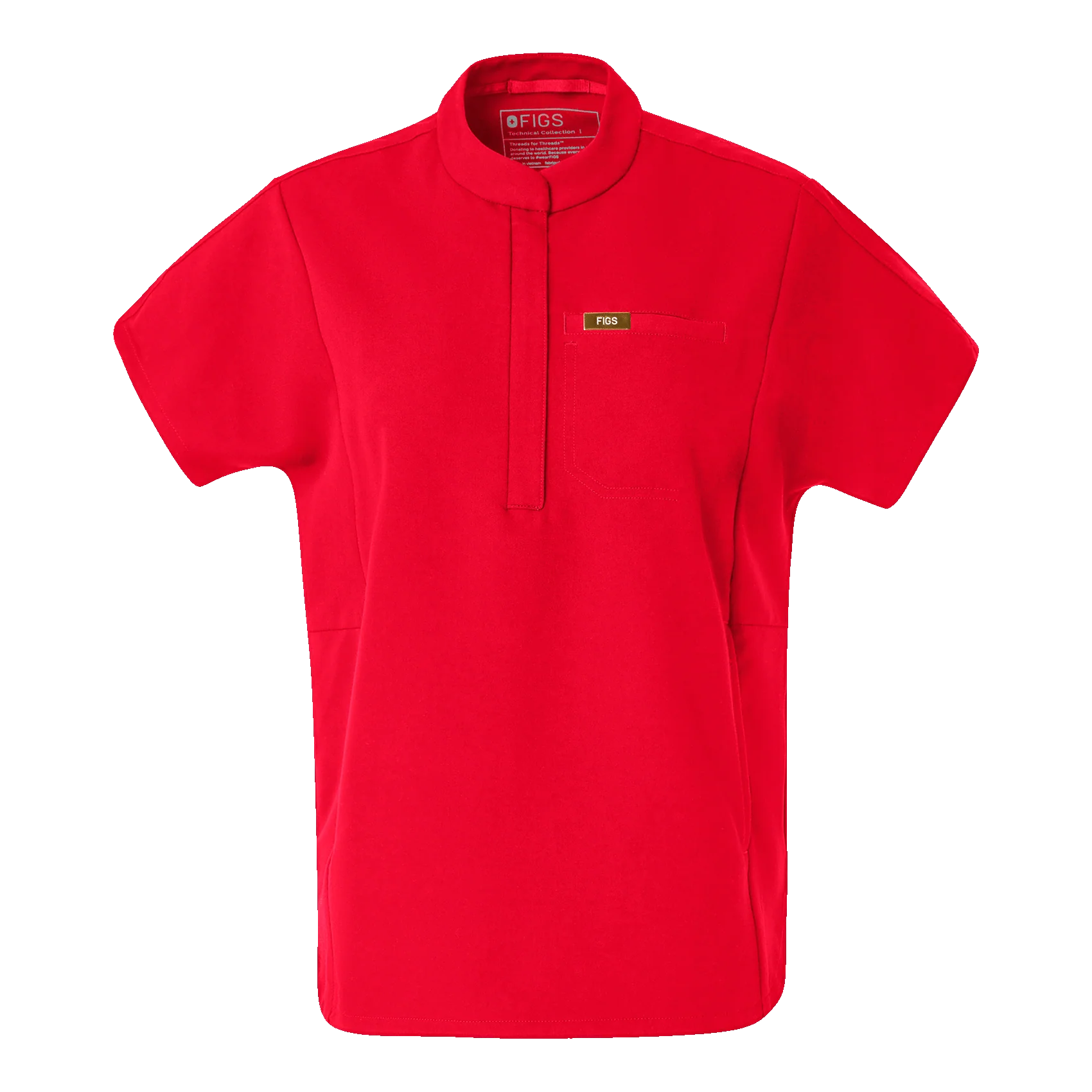 women's Lunar New Year Pop Red Montex - Mock Neck Scrub Top - Image 10