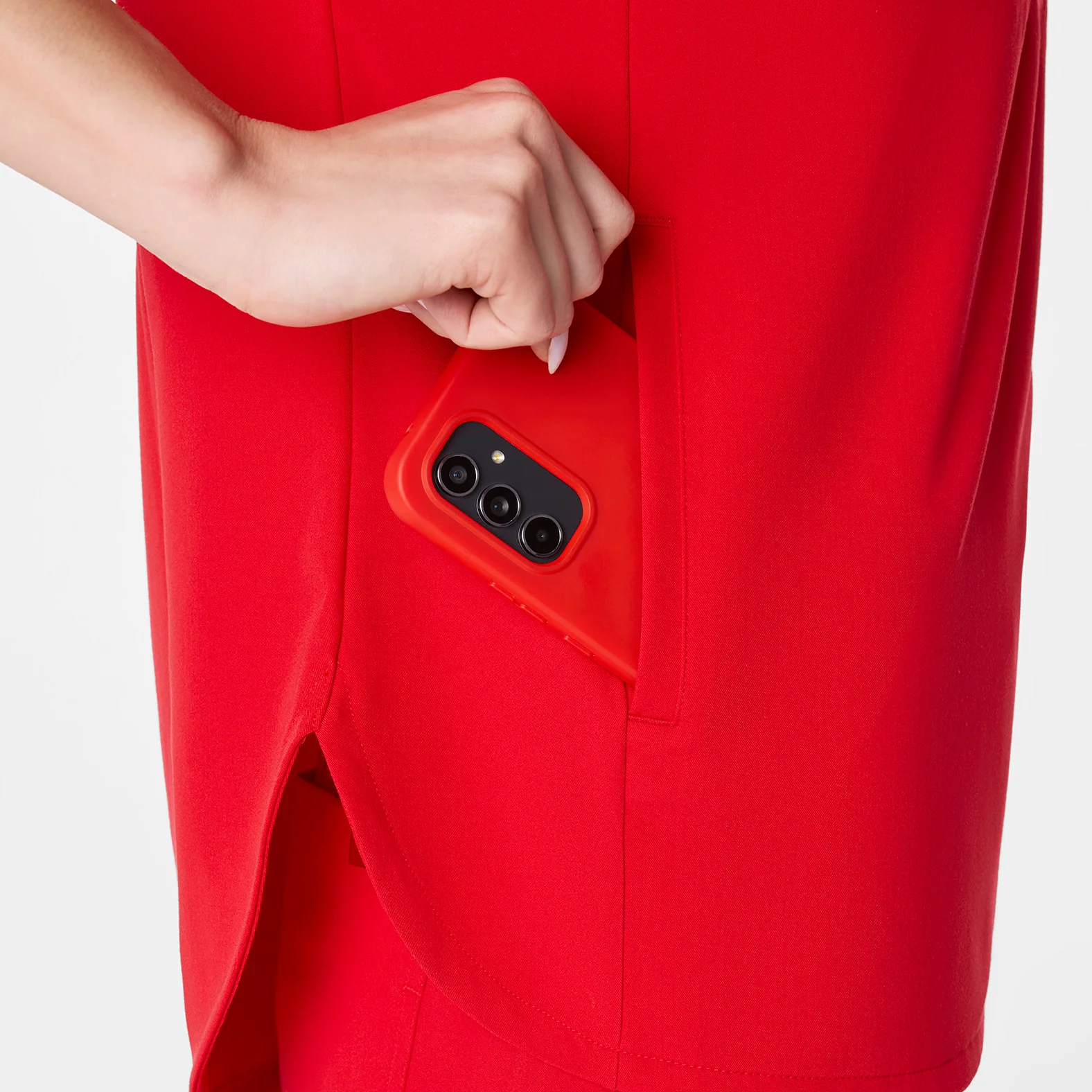 women's Lunar New Year Pop Red Montex - Mock Neck Scrub Top - Image 7