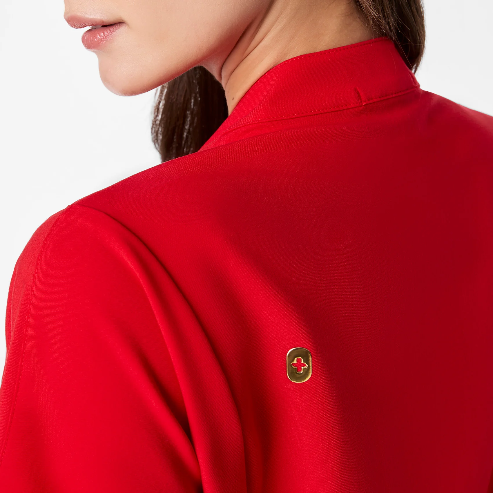 women's Lunar New Year Pop Red Montex - Mock Neck Scrub Top - Image 8