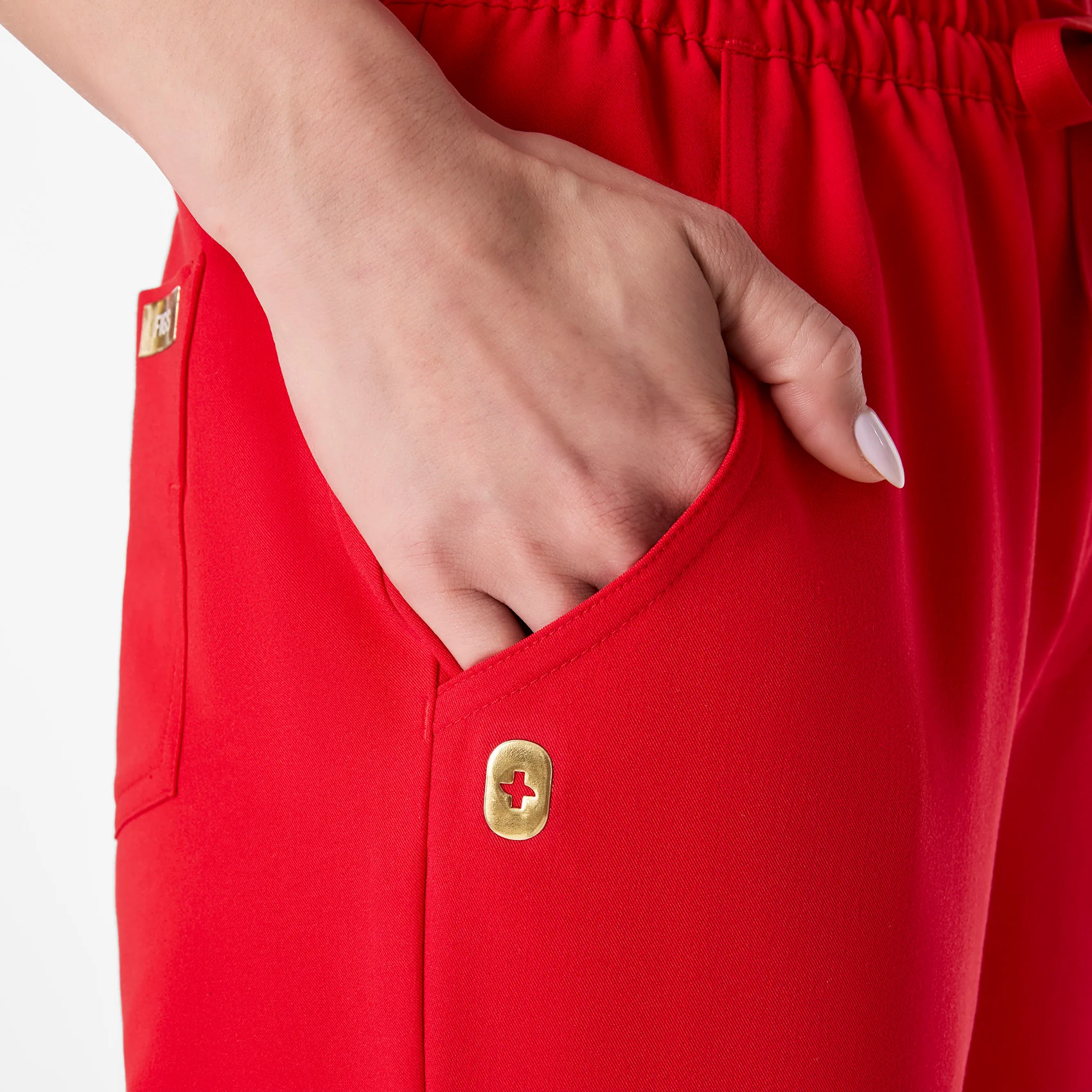 women's Lunar New Year Pop Red High Waisted Uman Relaxed - Petite Jogger Scrub Pant - Image 2
