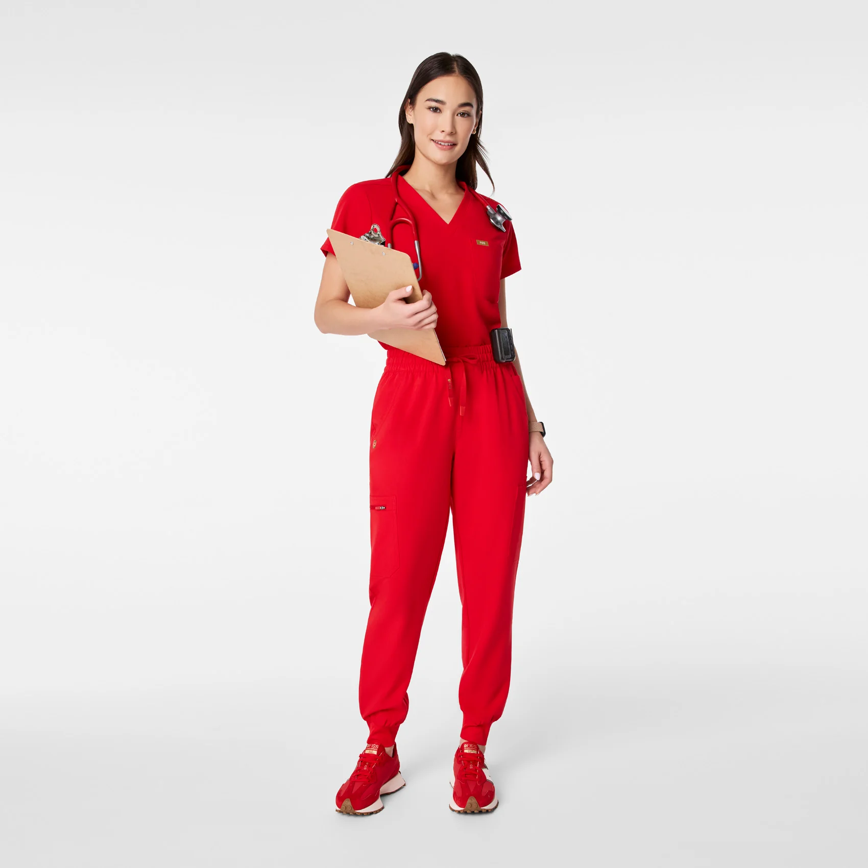 women's Lunar New Year Pop Red High Waisted Uman Relaxed - Petite Jogger Scrub Pant - Image 3