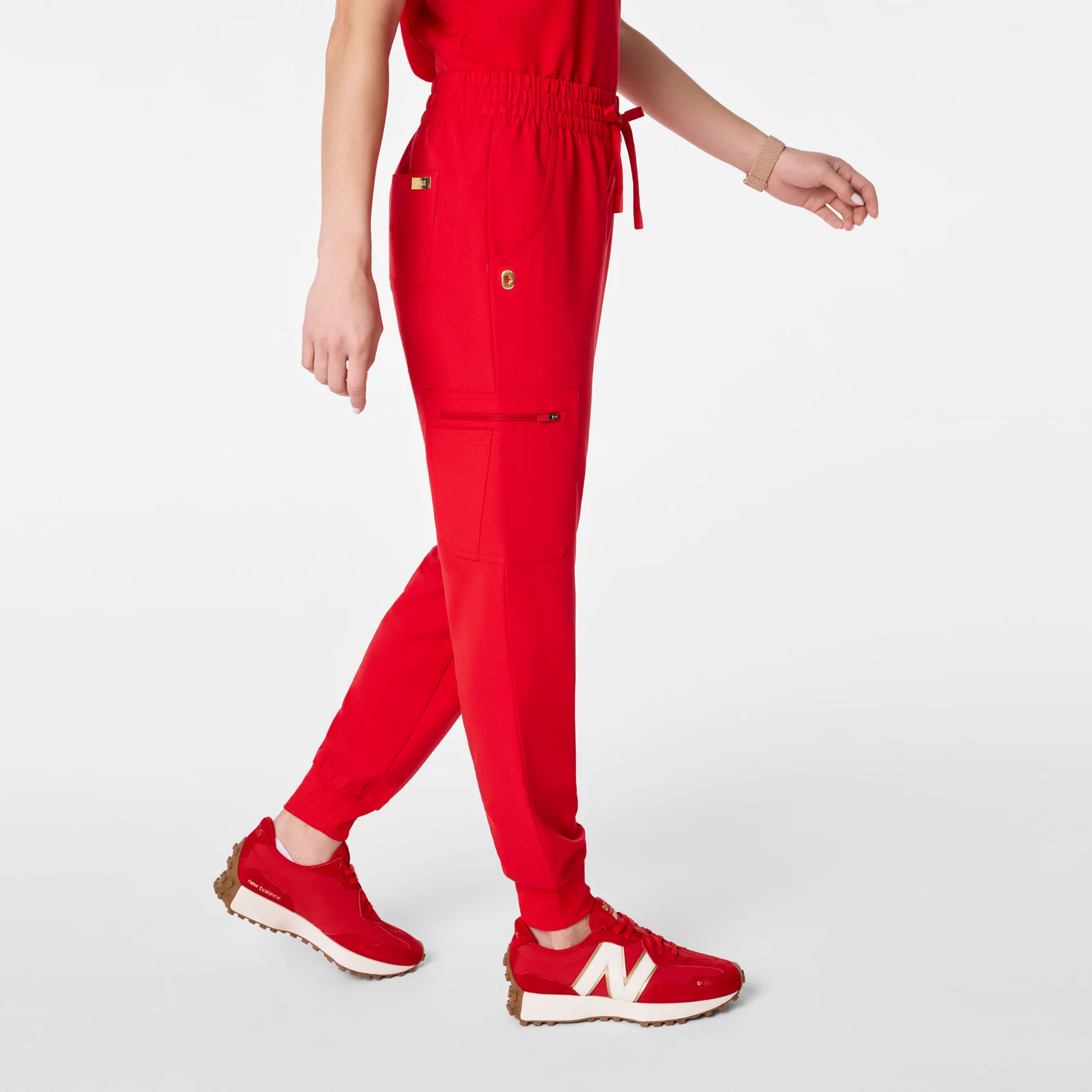 women's Lunar New Year Pop Red High Waisted Uman Relaxed - Petite Jogger Scrub Pant - Image 4