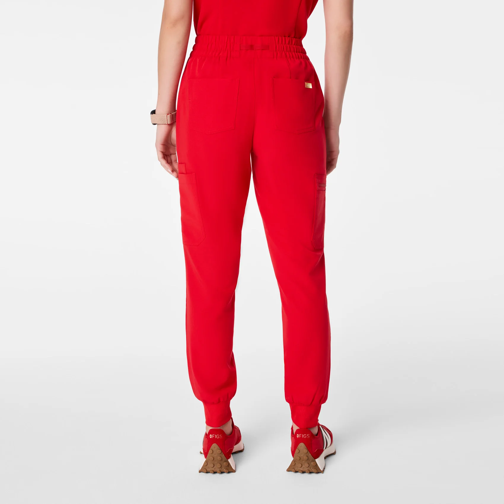 women's Lunar New Year Pop Red High Waisted Uman Relaxed - Petite Jogger Scrub Pant - Image 5