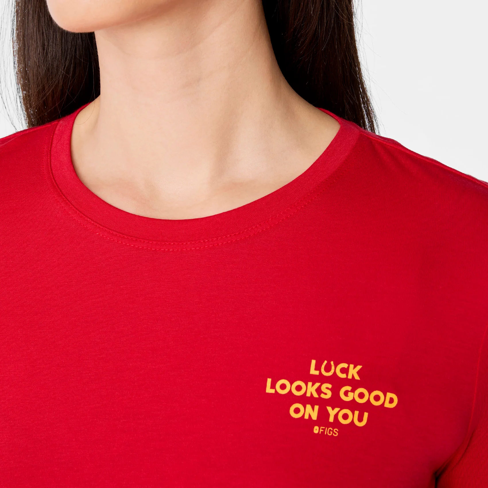 women's Pop Red Luck Looks Good On You Supersoft - Longsleeve Underscrub - Image 3