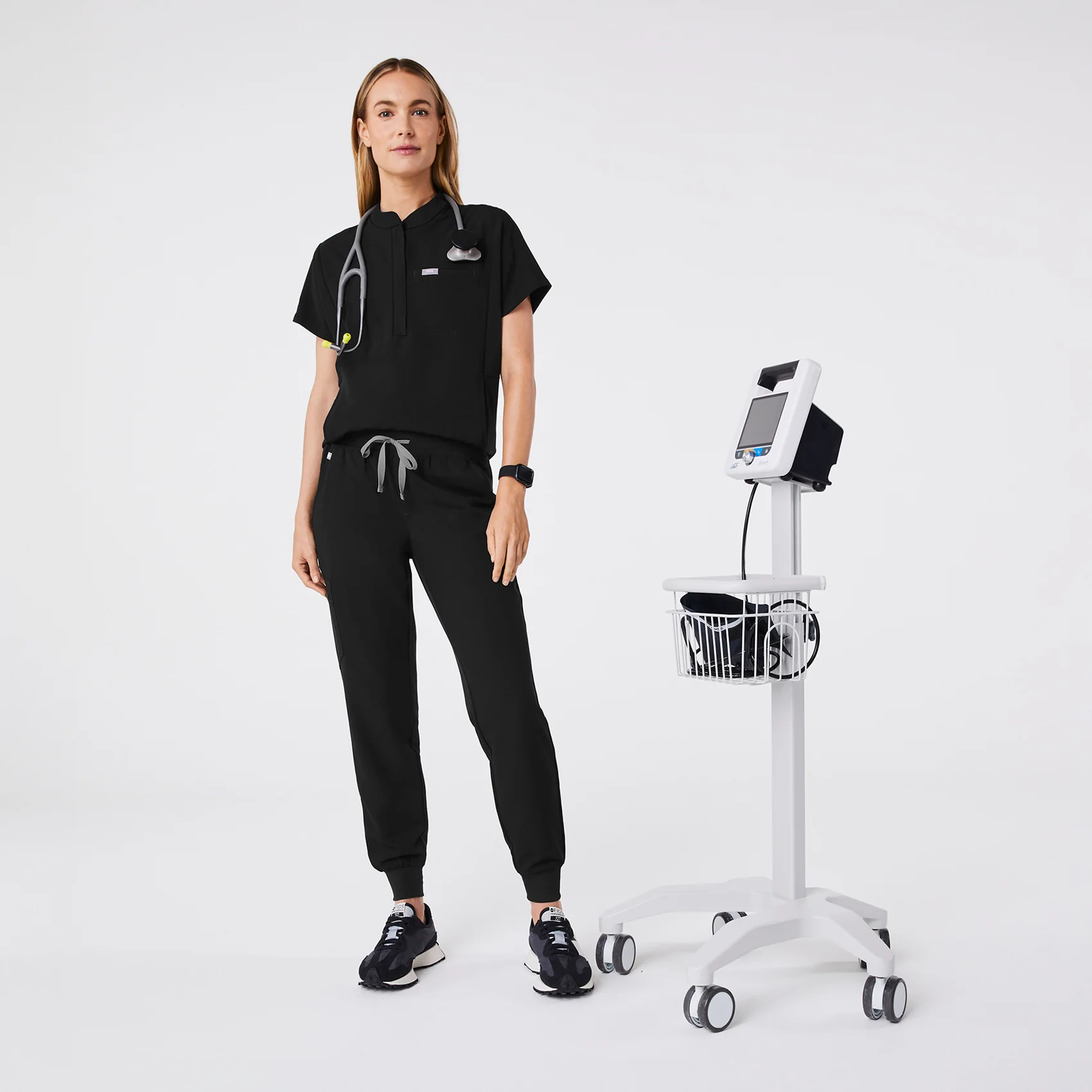 women's Black Montex - Mock Neck Scrub Top - Image 2