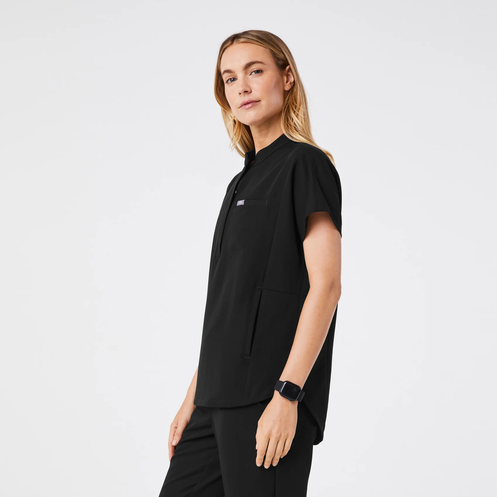 women's Black Montex - Mock Neck Scrub Top - Image 3