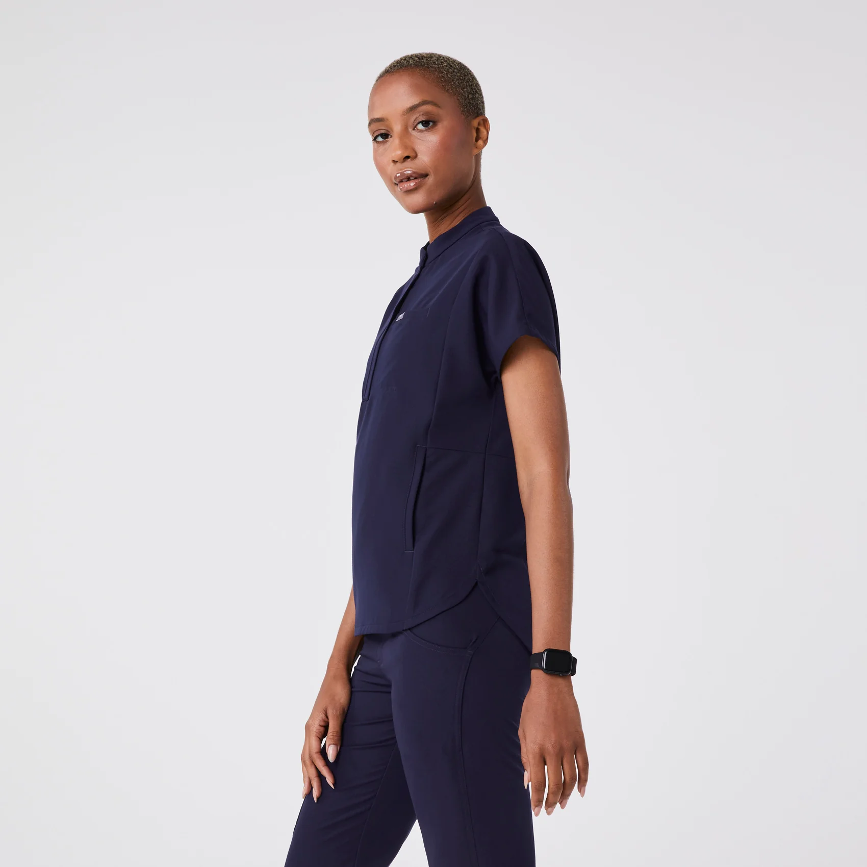 women's Navy Montex - Mock Neck Scrub Top - Image 3