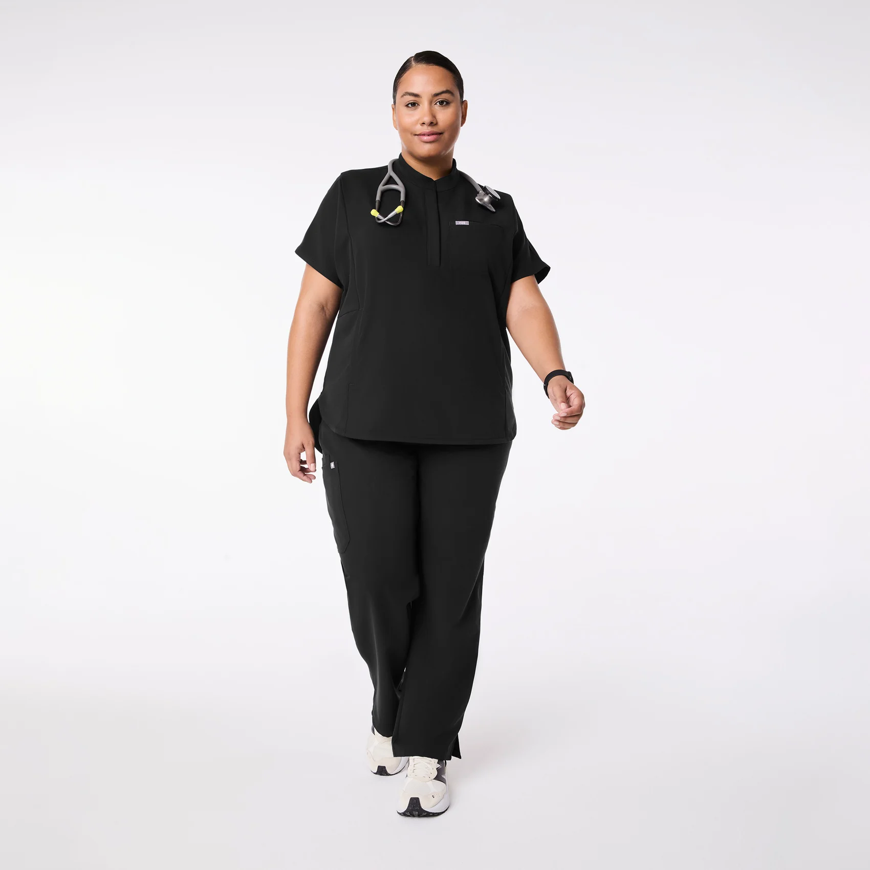 women's Black Montex - Mock Neck Scrub Top (3XL-6XL) - Image 2
