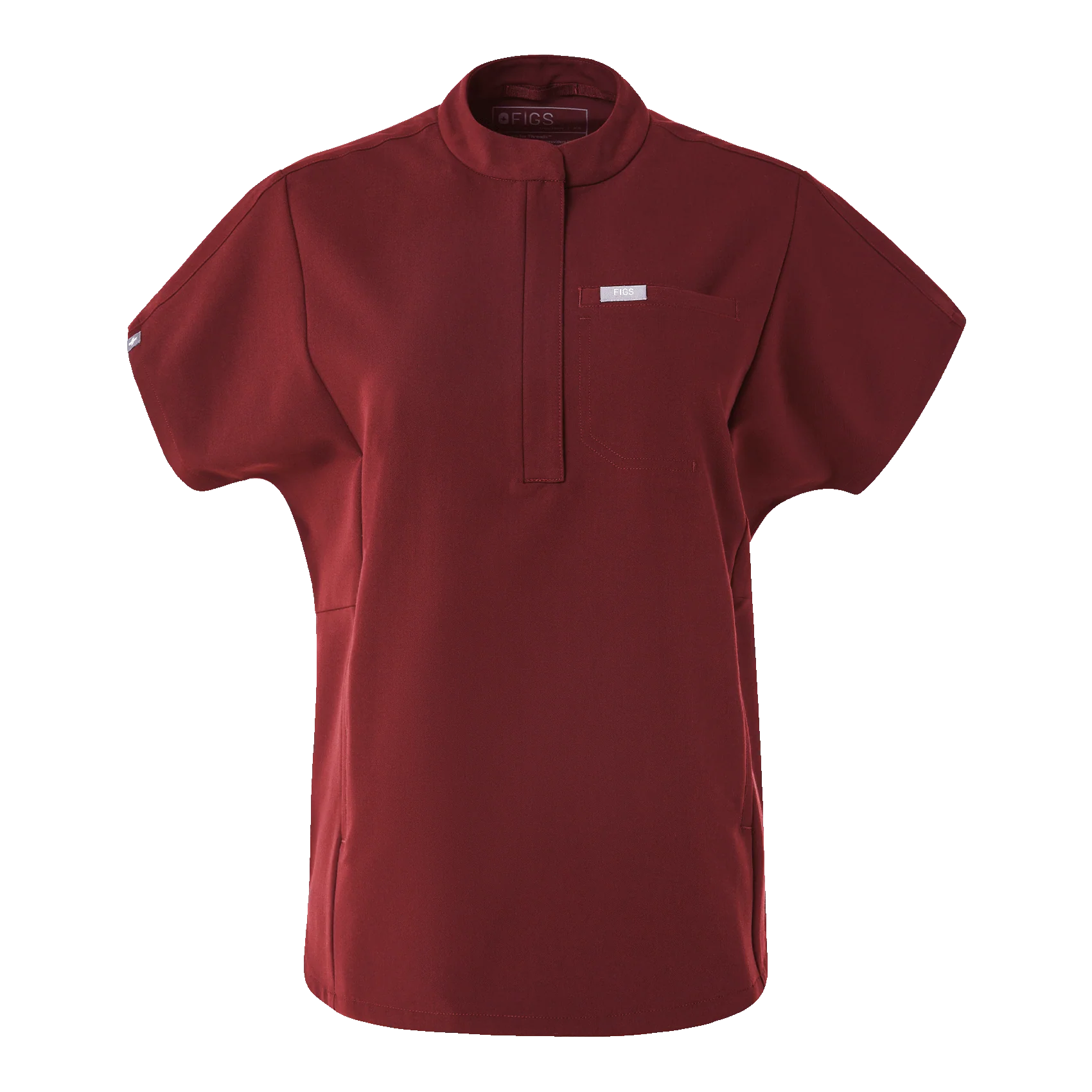women's Burgundy Montex - Mock Neck Scrub Top - Image 8