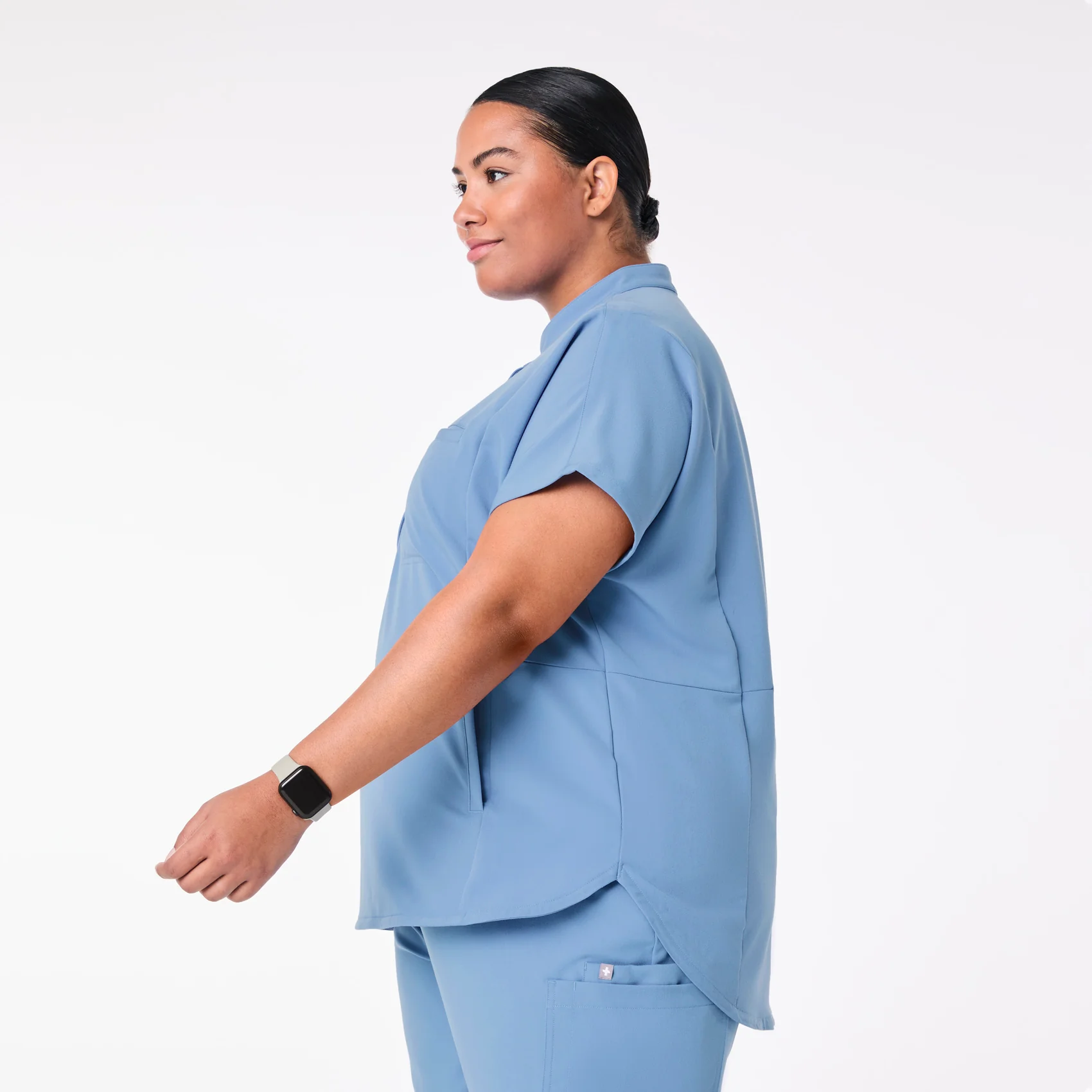 women's Ceil Blue Montex - Mock Neck Scrub Top (3XL-6XL) - Image 3