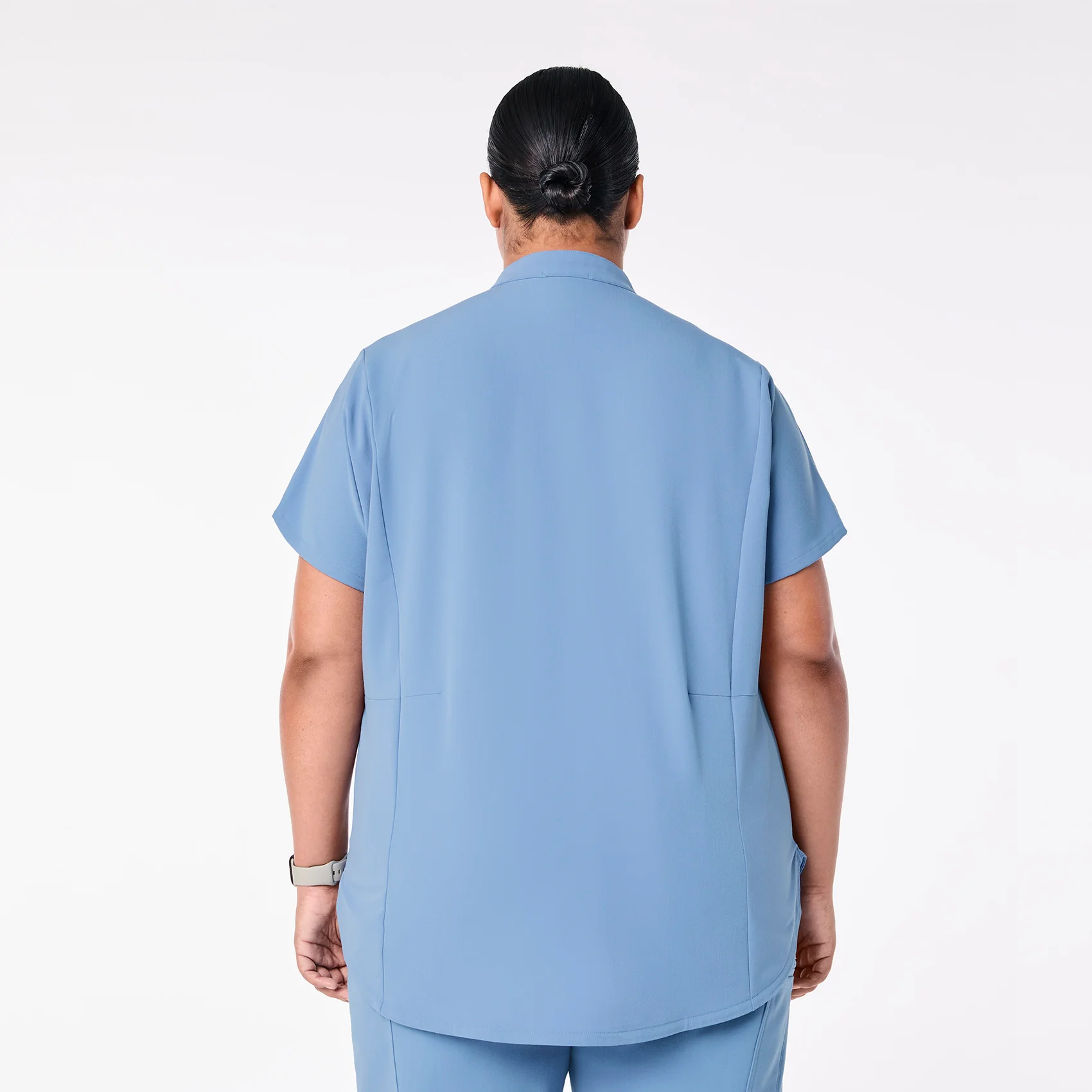 women's Ceil Blue Montex - Mock Neck Scrub Top (3XL-6XL) - Image 4