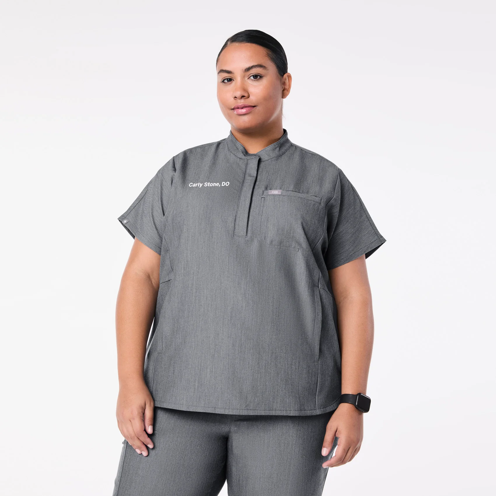 women's Graphite Montex - Mock Neck Scrub Top (3XL-6XL)