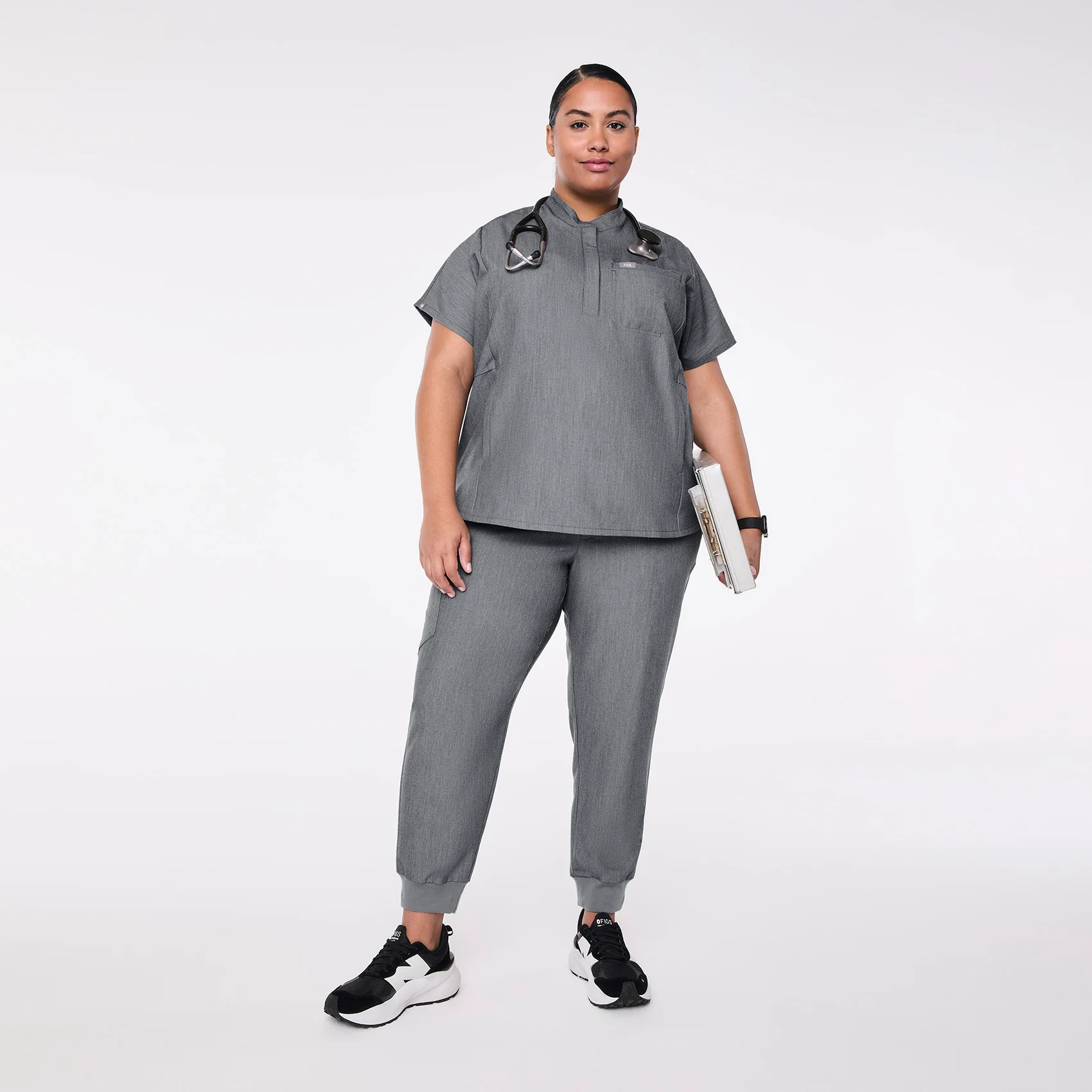 women's Graphite Montex - Mock Neck Scrub Top (3XL-6XL) - Image 2