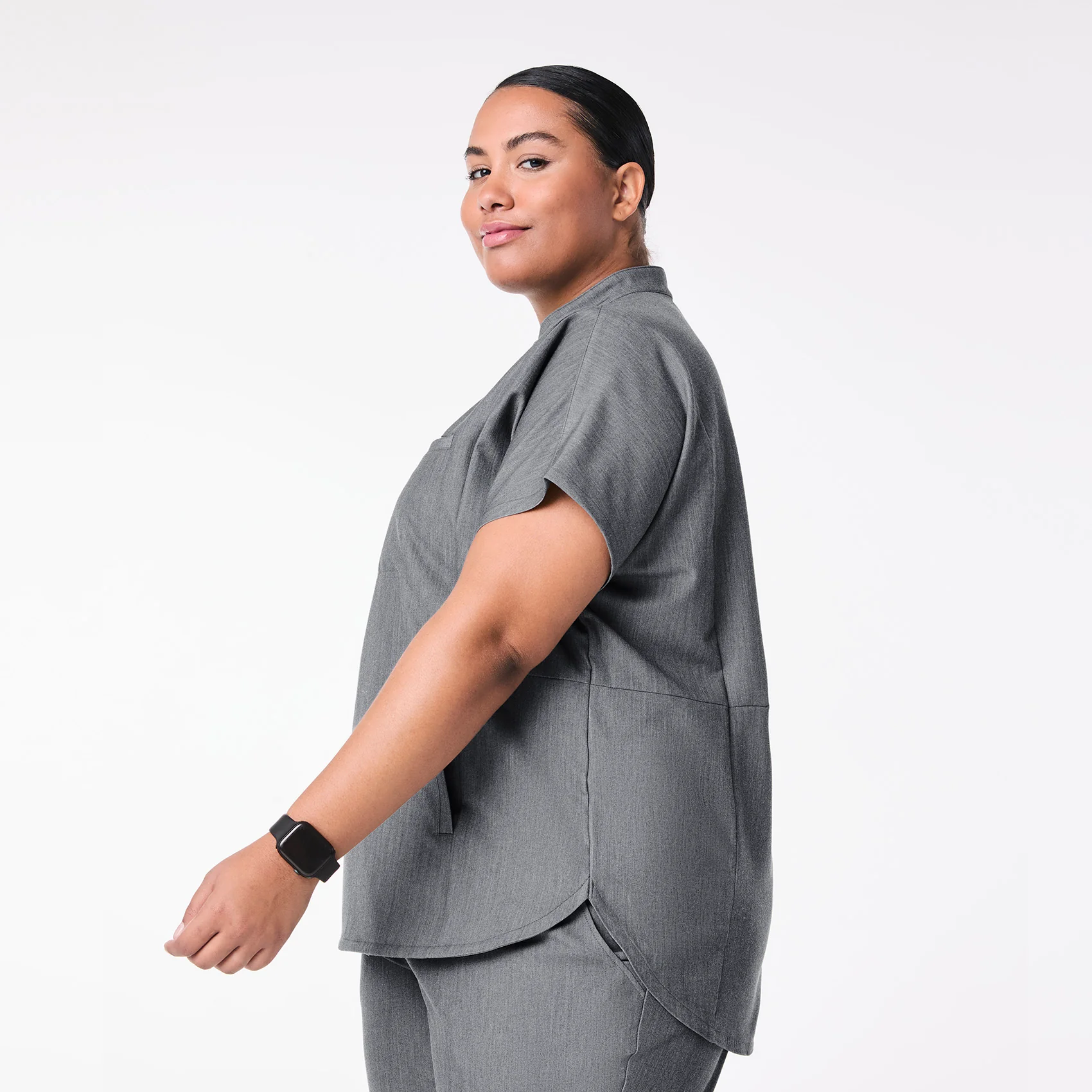 women's Graphite Montex - Mock Neck Scrub Top (3XL-6XL) - Image 3