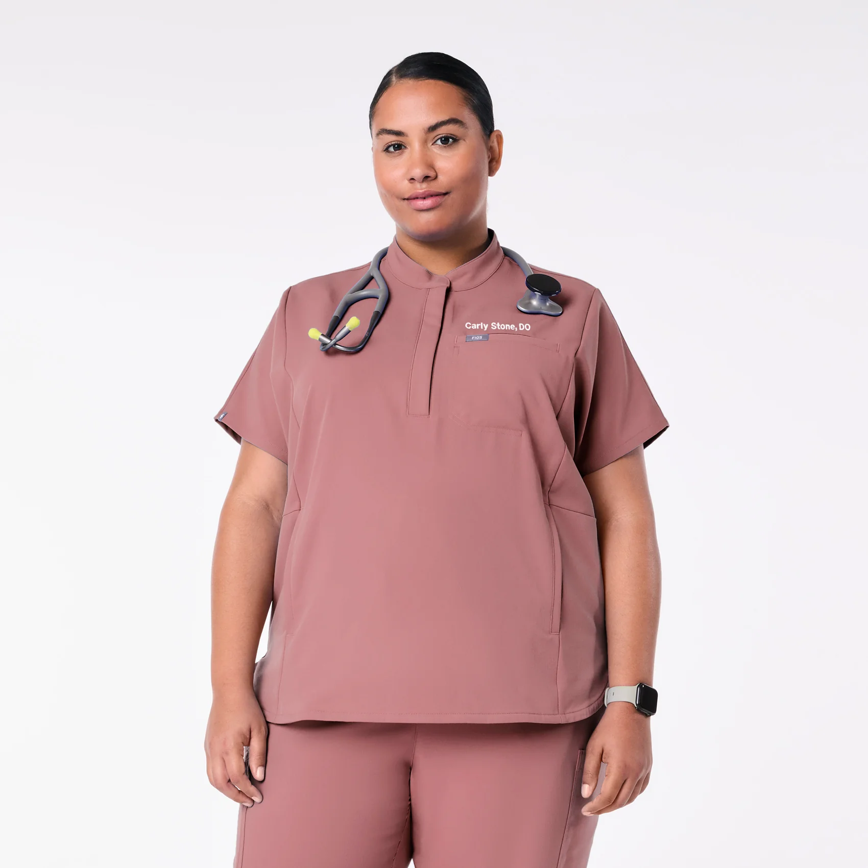 women's Mauve Montex - Mock Neck Scrub Top (3XL-6XL)