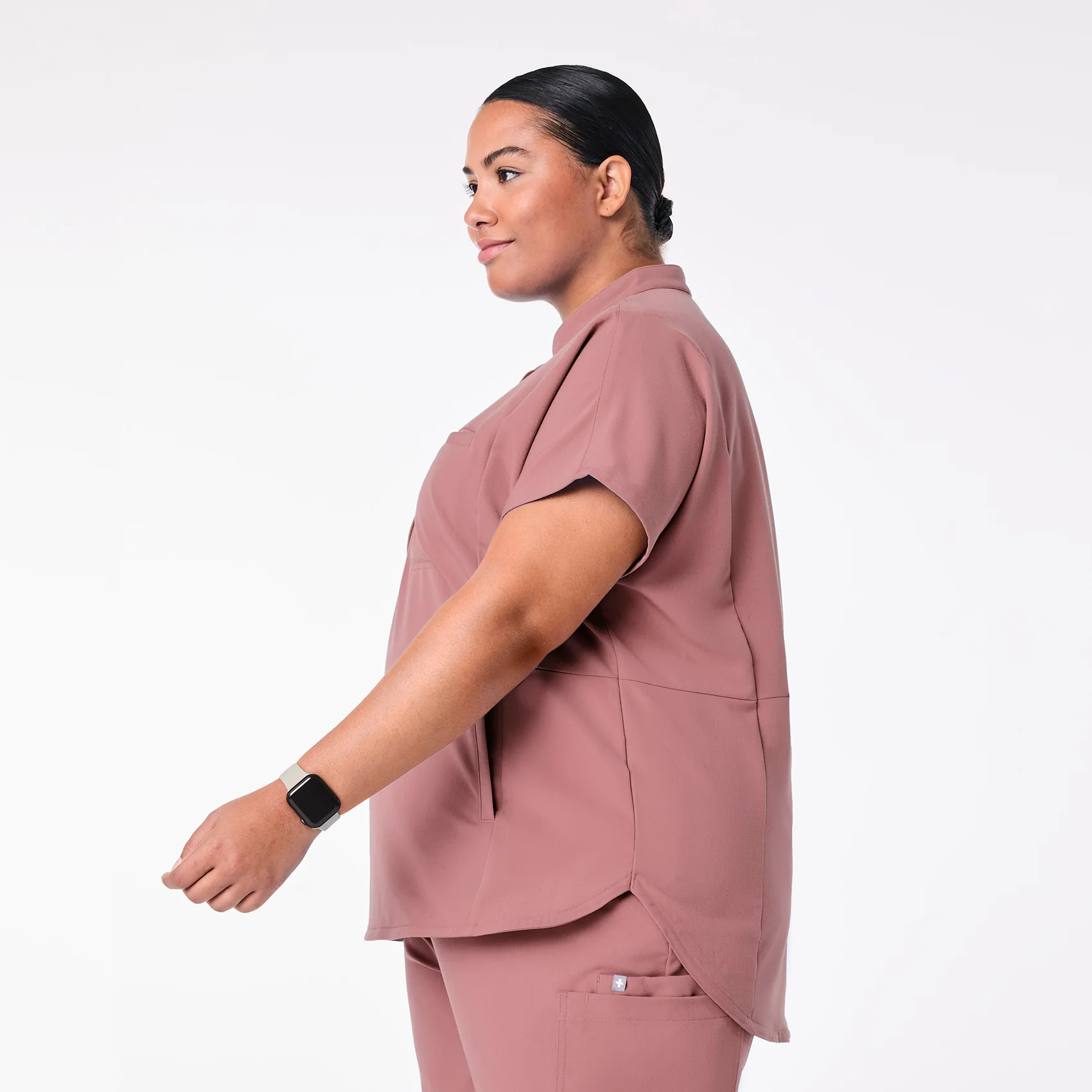 women's Mauve Montex - Mock Neck Scrub Top (3XL-6XL) - Image 3