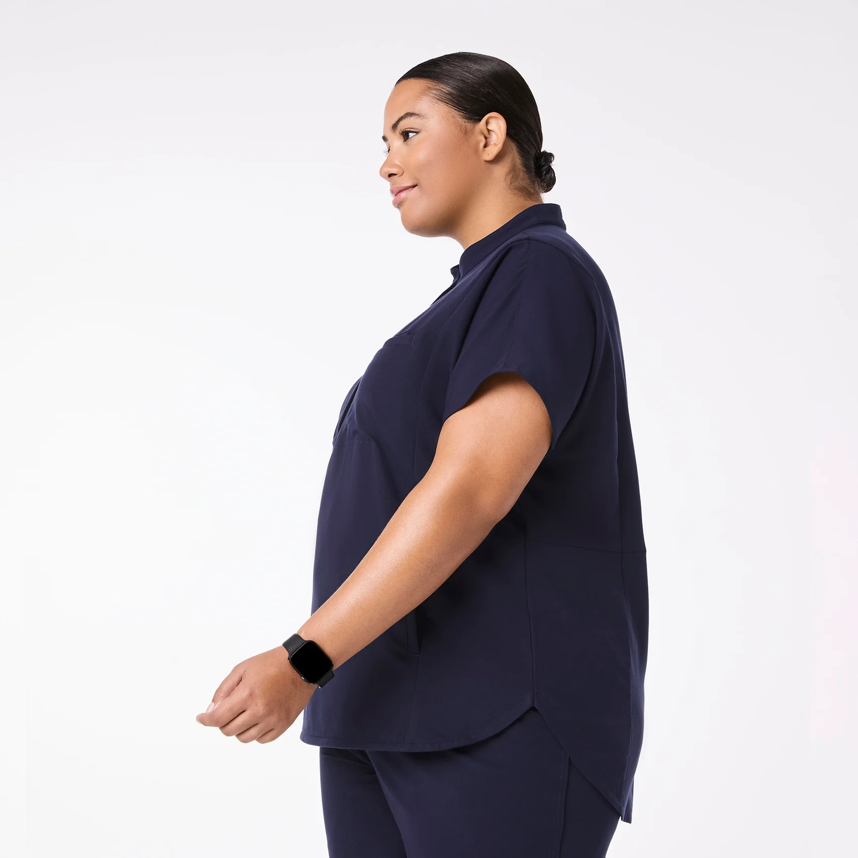 women's Navy Montex - Mock Neck Scrub Top (3XL-6XL) - Image 3
