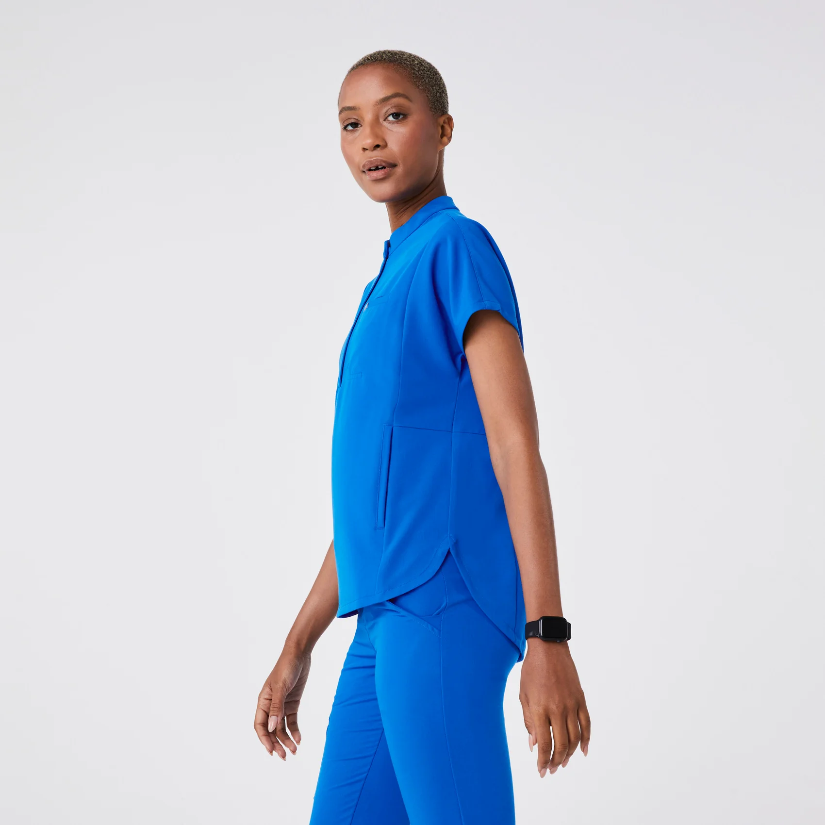 women's Royal Blue Montex - Mock Neck Scrub Top (3XL-6XL) - Image 3