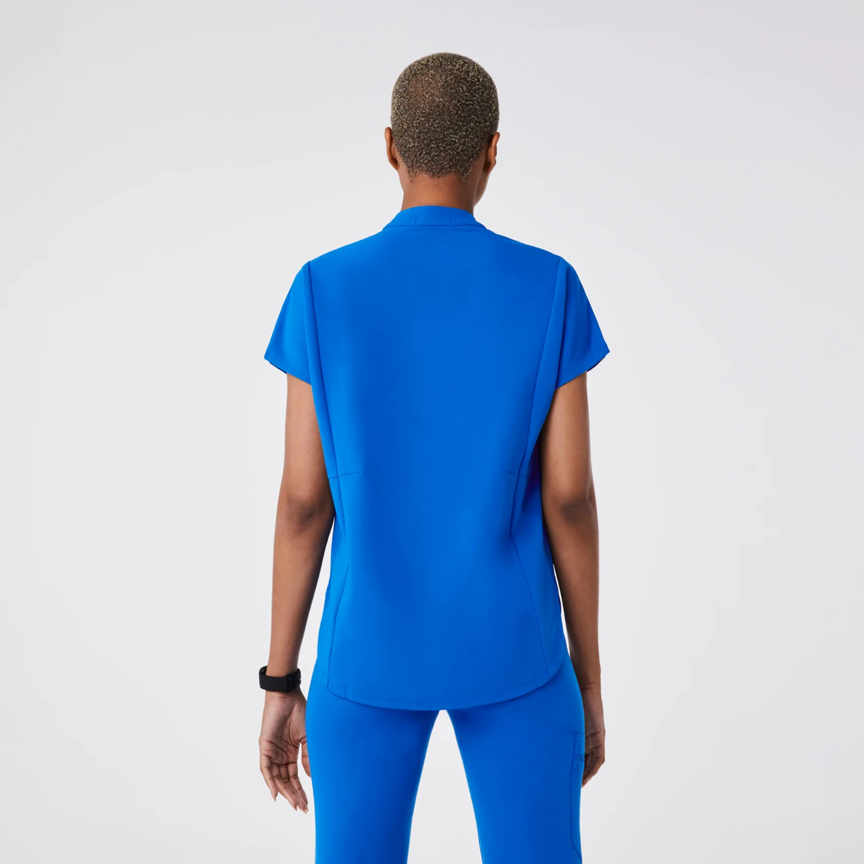 women's Royal Blue Montex - Mock Neck Scrub Top (3XL-6XL) - Image 4