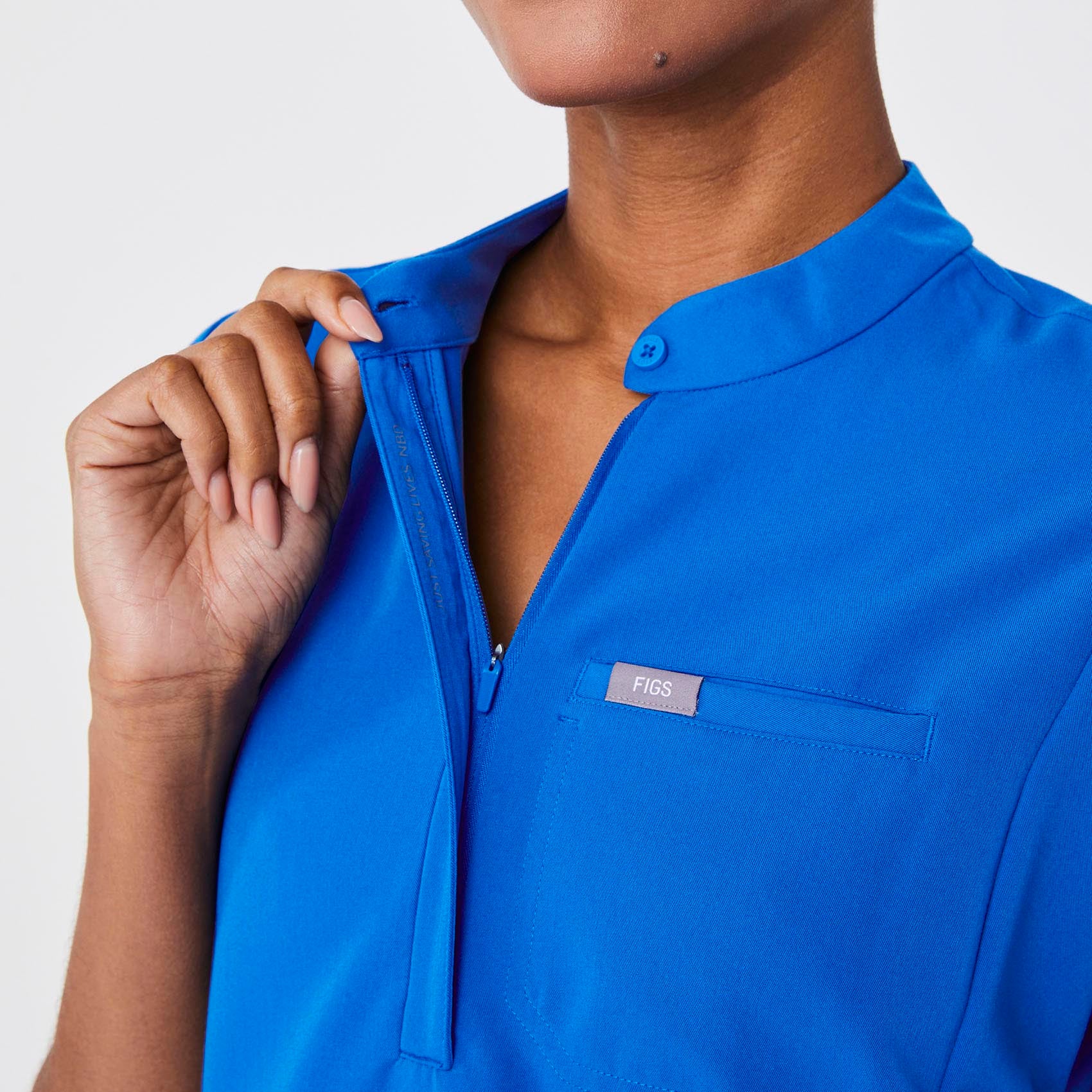 women's Royal Blue Montex - Mock Neck Scrub Top (3XL-6XL) - Image 5