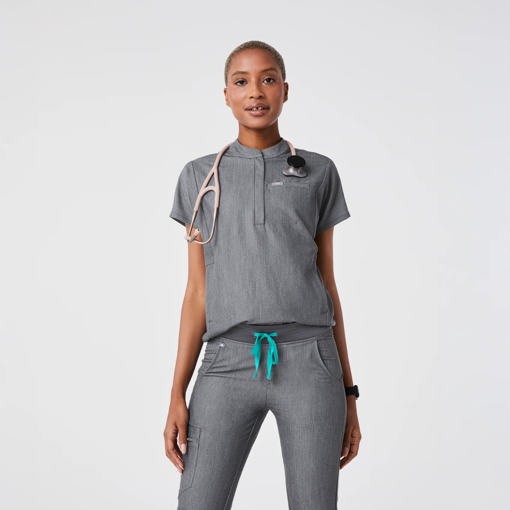women's Graphite Montex - Mock Neck Scrub Top