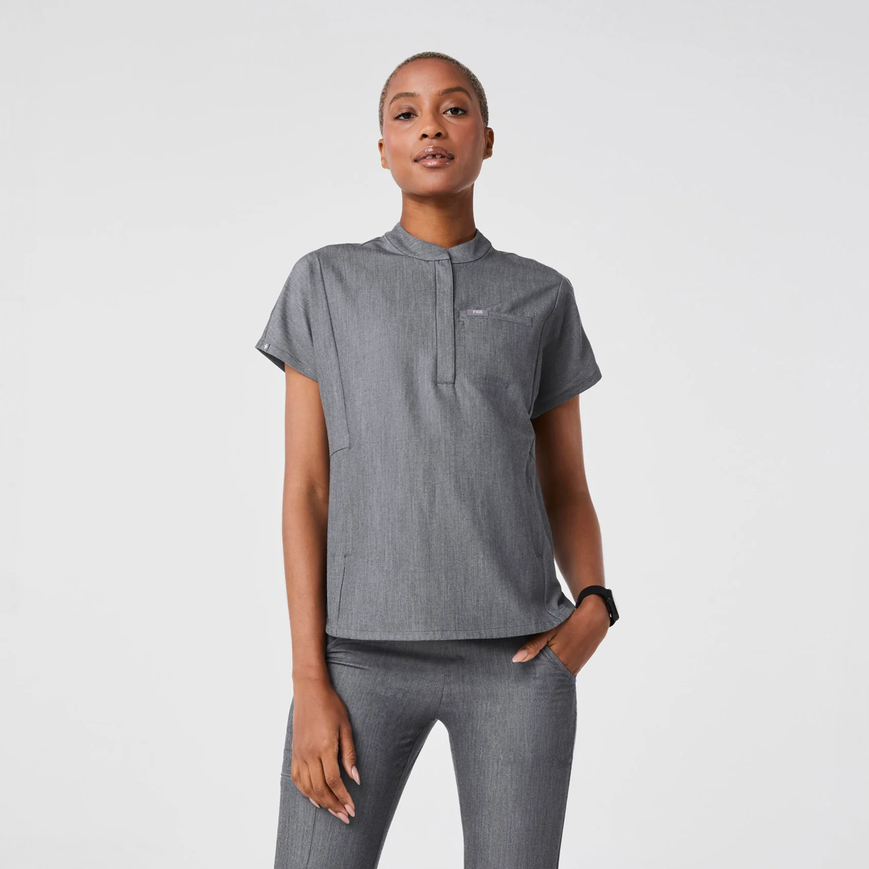 women's Graphite Montex - Mock Neck Scrub Top - Image 5
