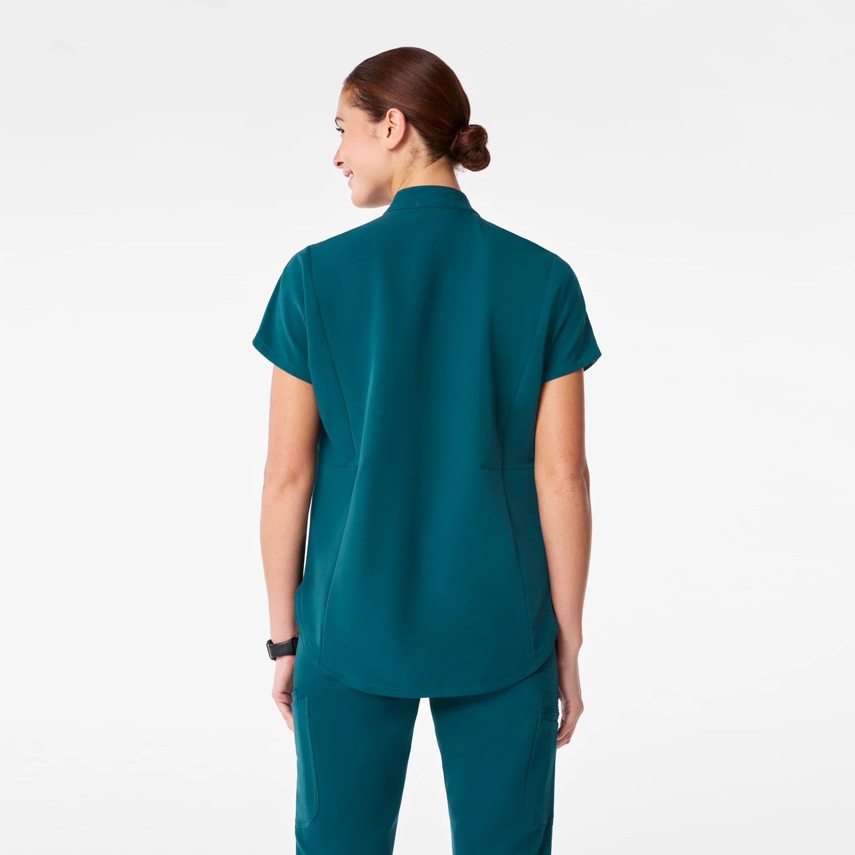 women's Caribbean Blue Montex - Mock Neck Scrub Top - Image 4