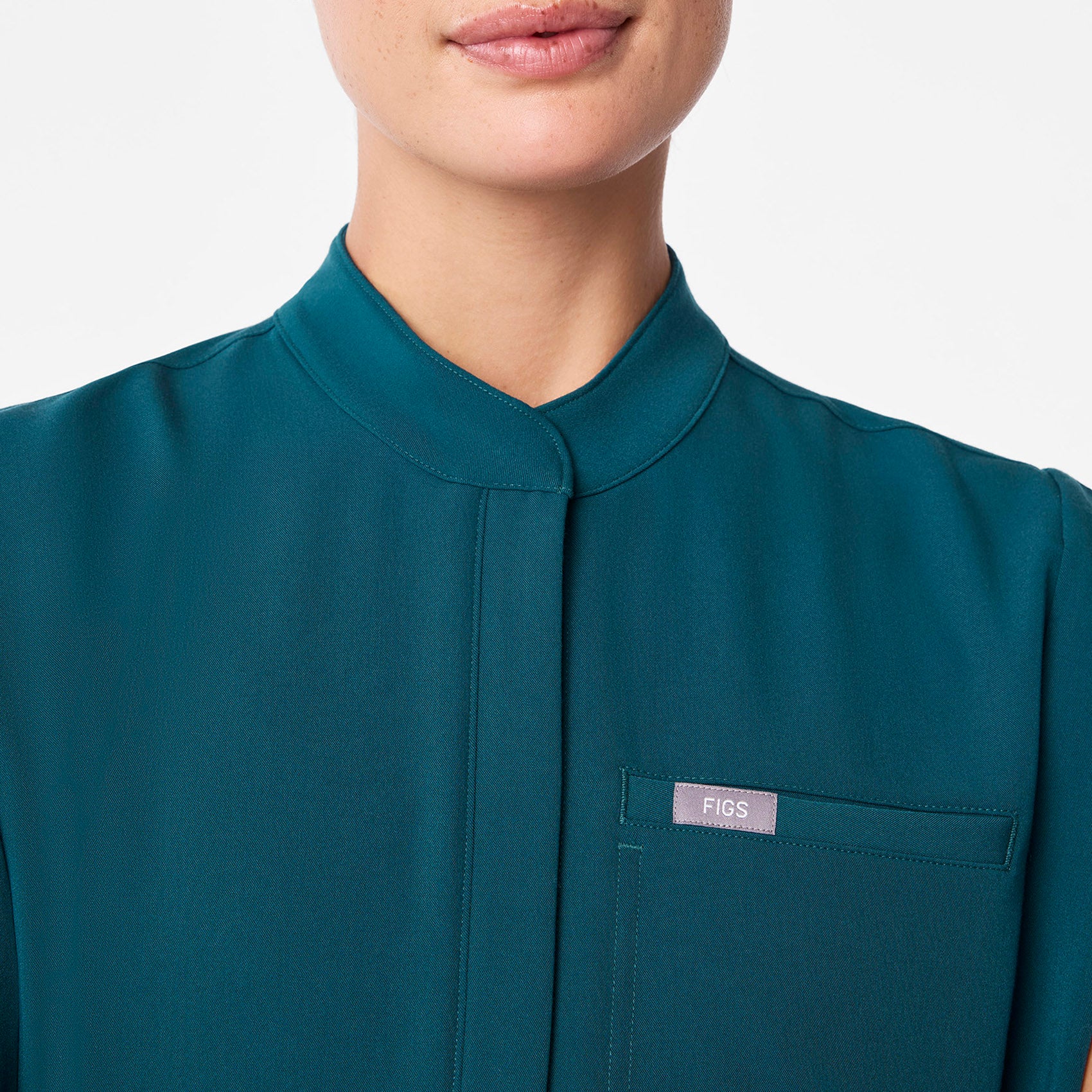 women's Caribbean Blue Montex - Mock Neck Scrub Top - Image 8