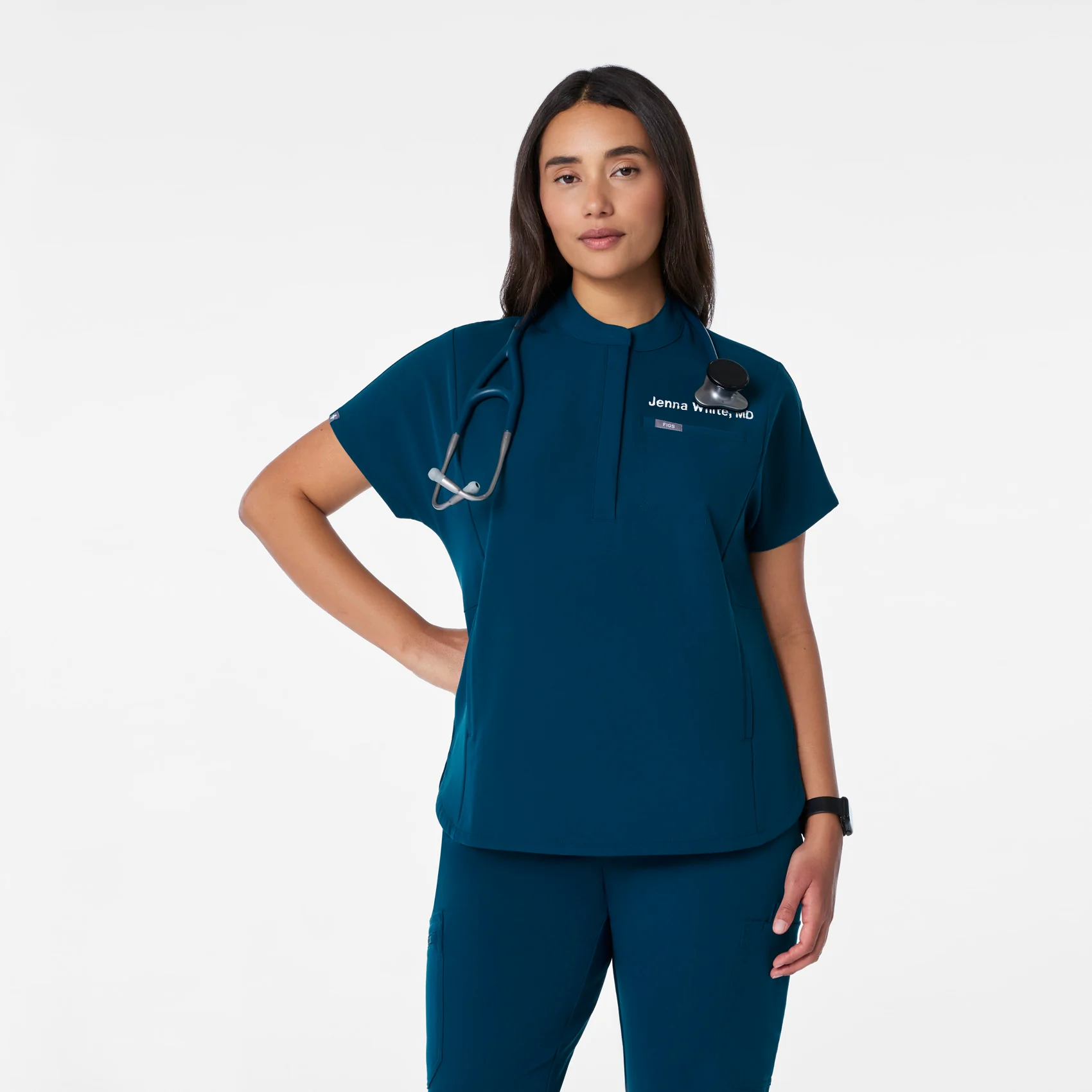 women's Deep Reef Montex - Mock Neck Scrub Top