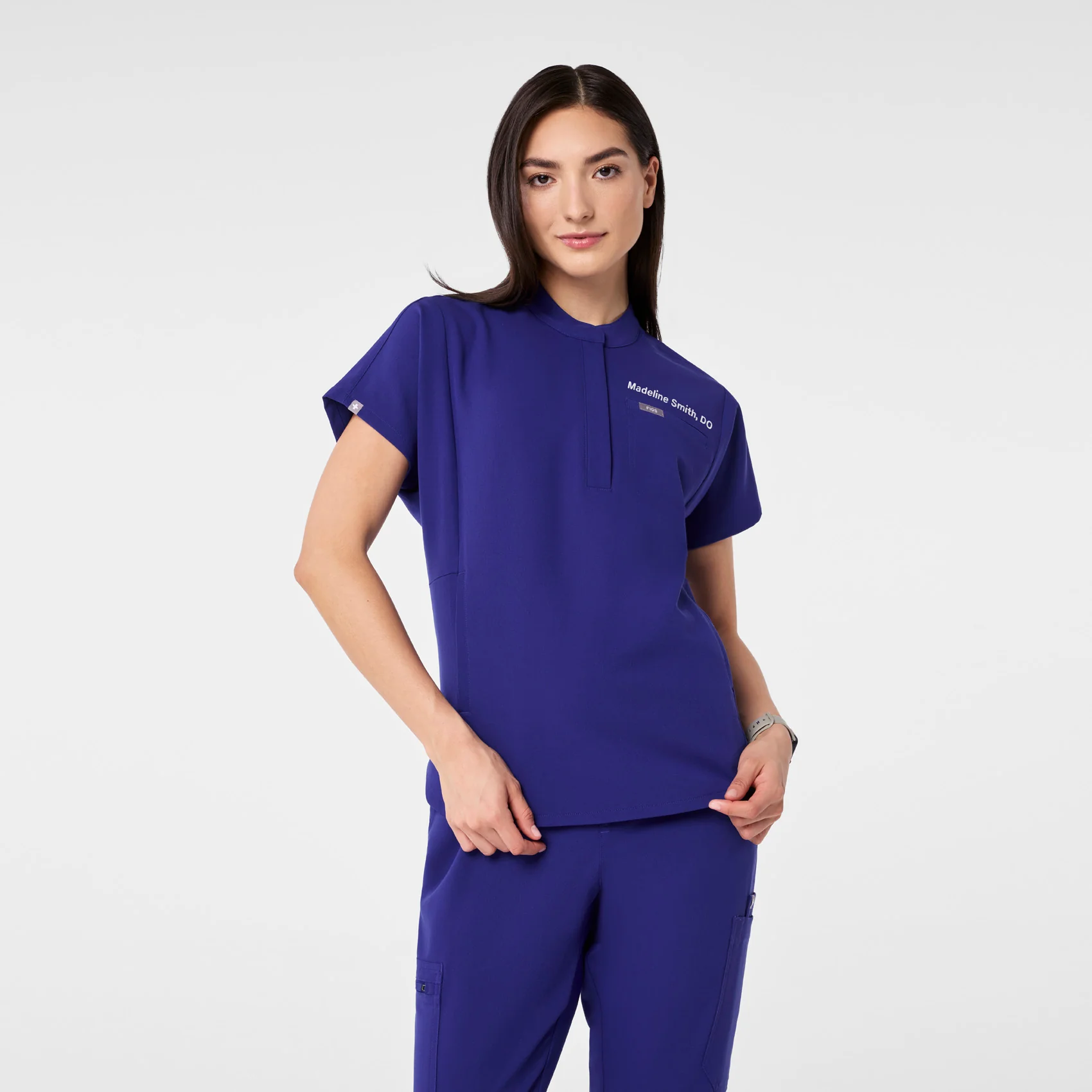 women's Deep Royal Blue Montex - Mock Neck Scrub Top