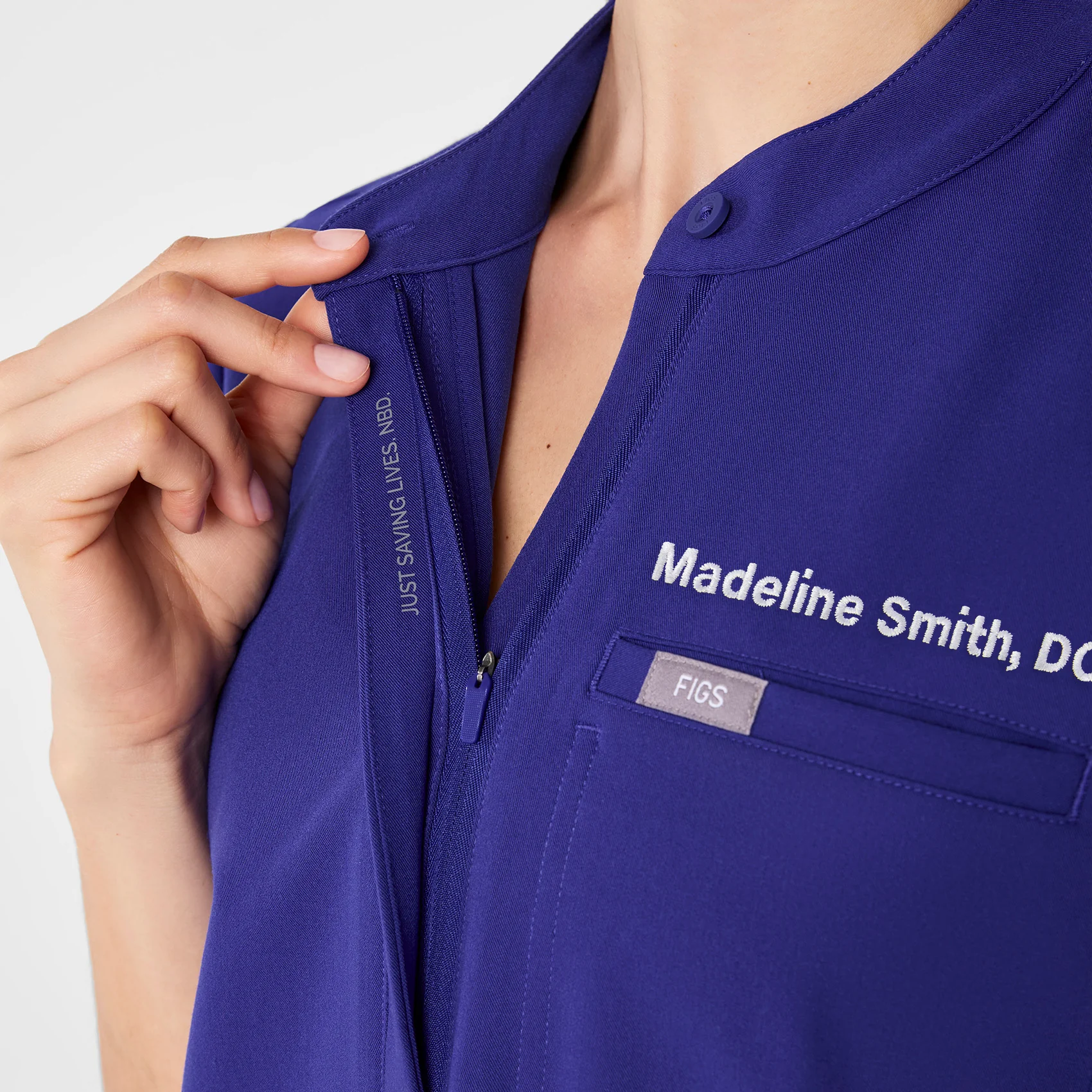 women's Deep Royal Blue Montex - Mock Neck Scrub Top - Image 6