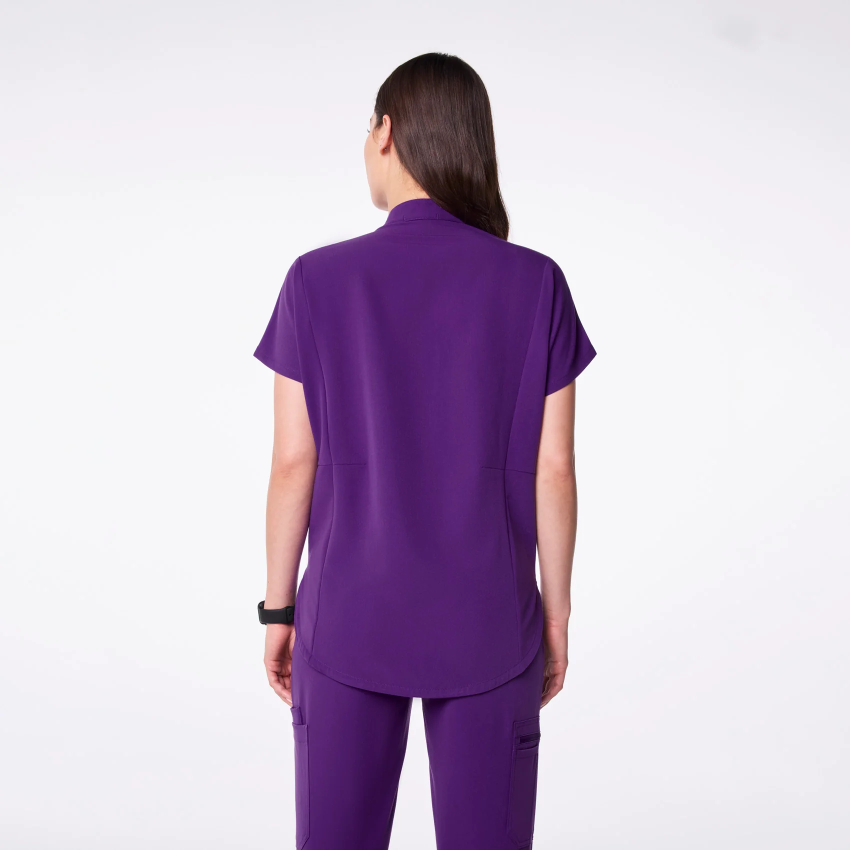 women's Digital Grape Montex - Mock Neck Scrub Top - Image 4