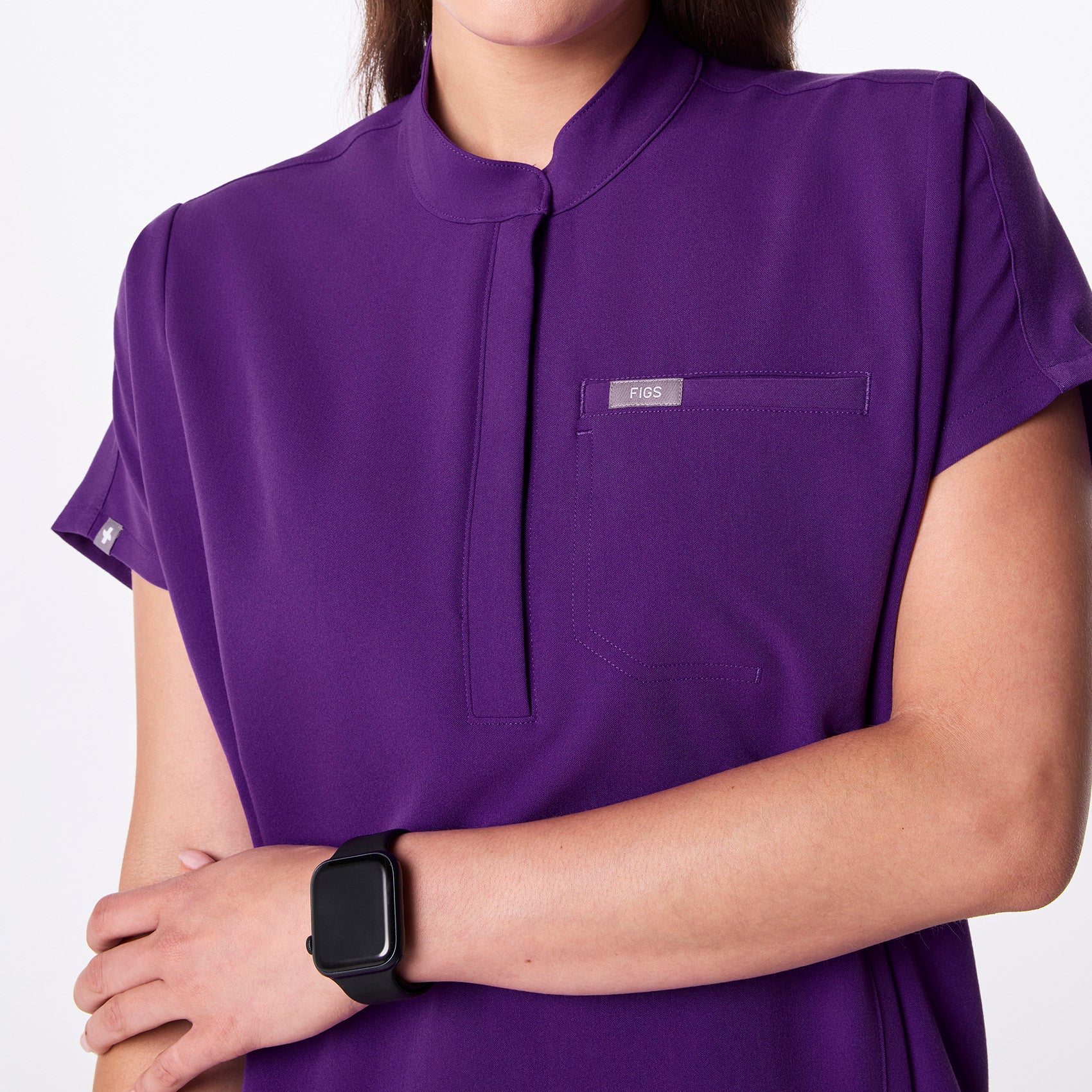 women's Digital Grape Montex - Mock Neck Scrub Top - Image 5
