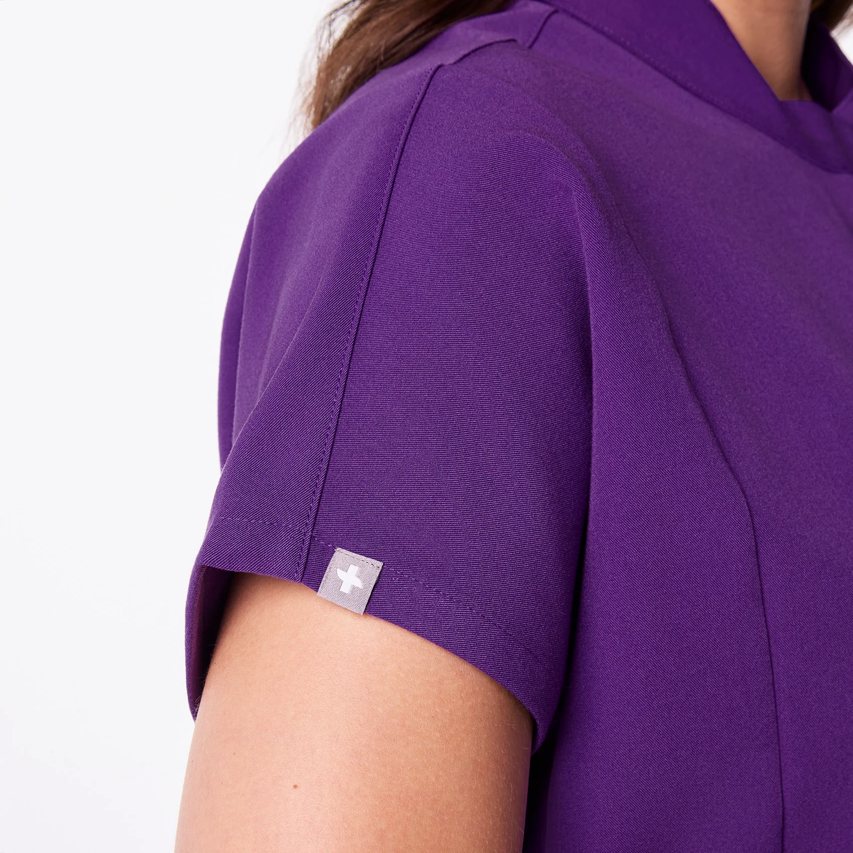 women's Digital Grape Montex - Mock Neck Scrub Top - Image 8