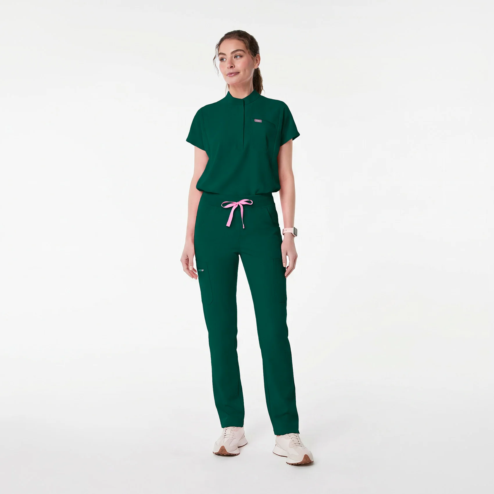 women's Forest Green Montex - Mock Neck Scrub Top - Image 2