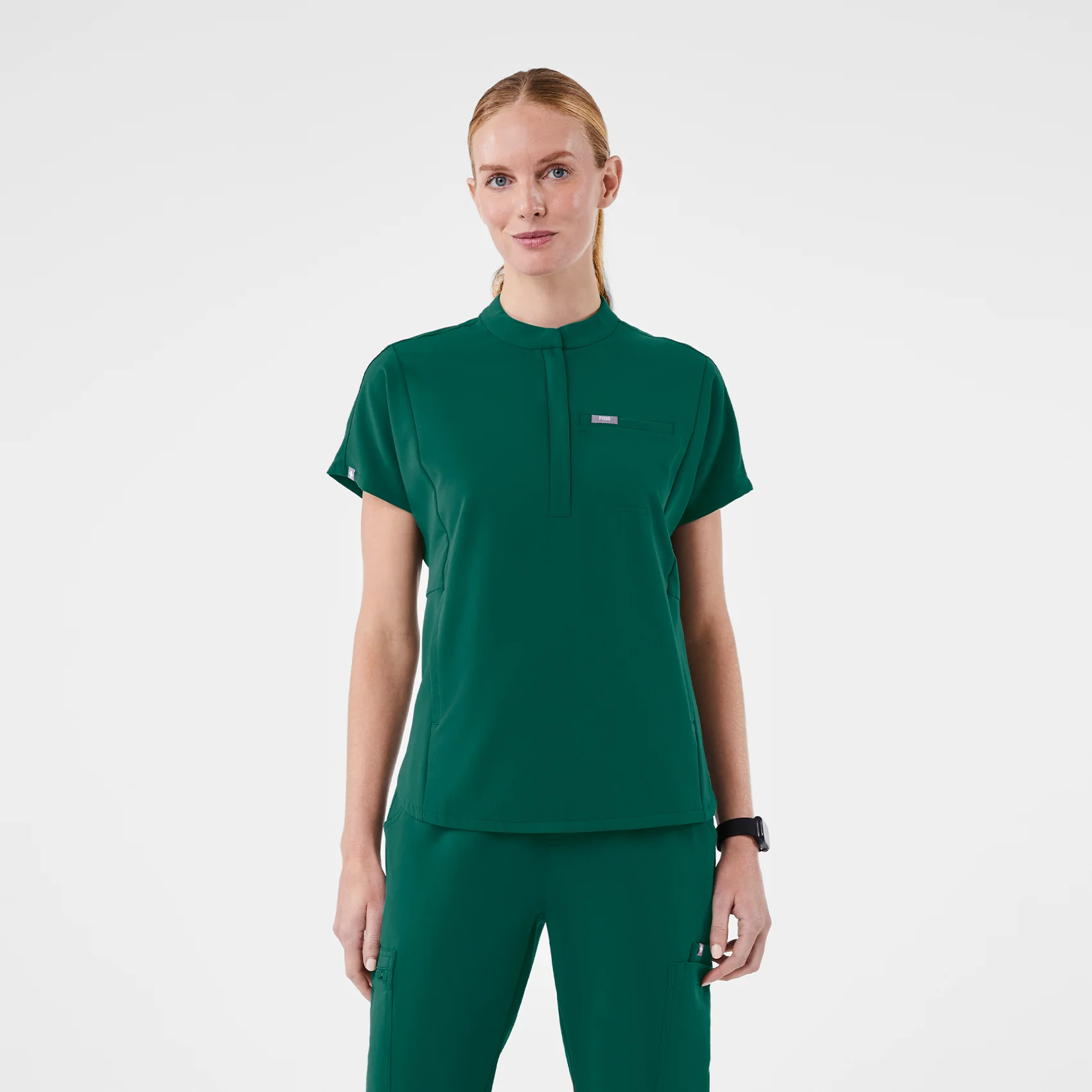 women's Hunter Green Montex - Mock Neck Scrub Top - Image 5