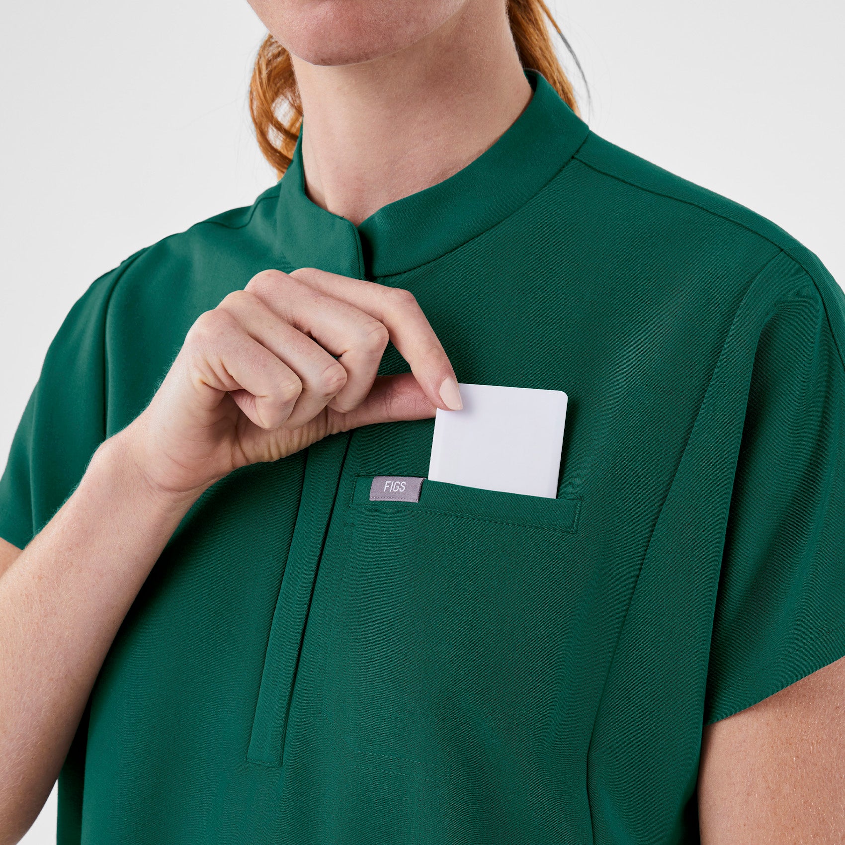 women's Hunter Green Montex - Mock Neck Scrub Top - Image 7