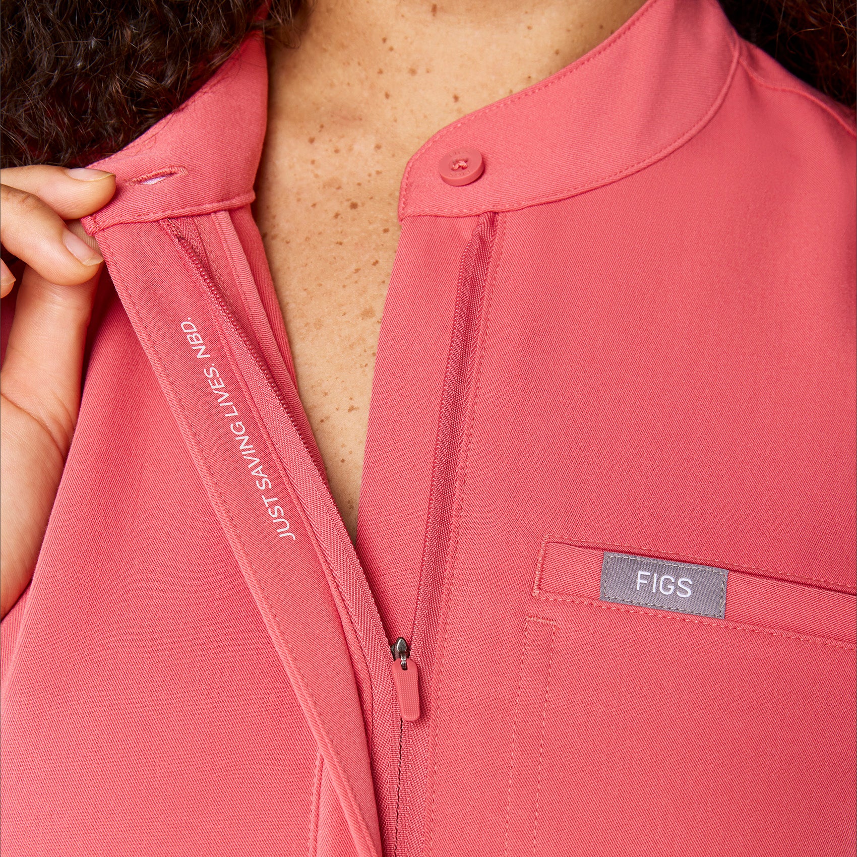 women's Pulmonary Pink Montex - Mock Neck Scrub Top - Image 6
