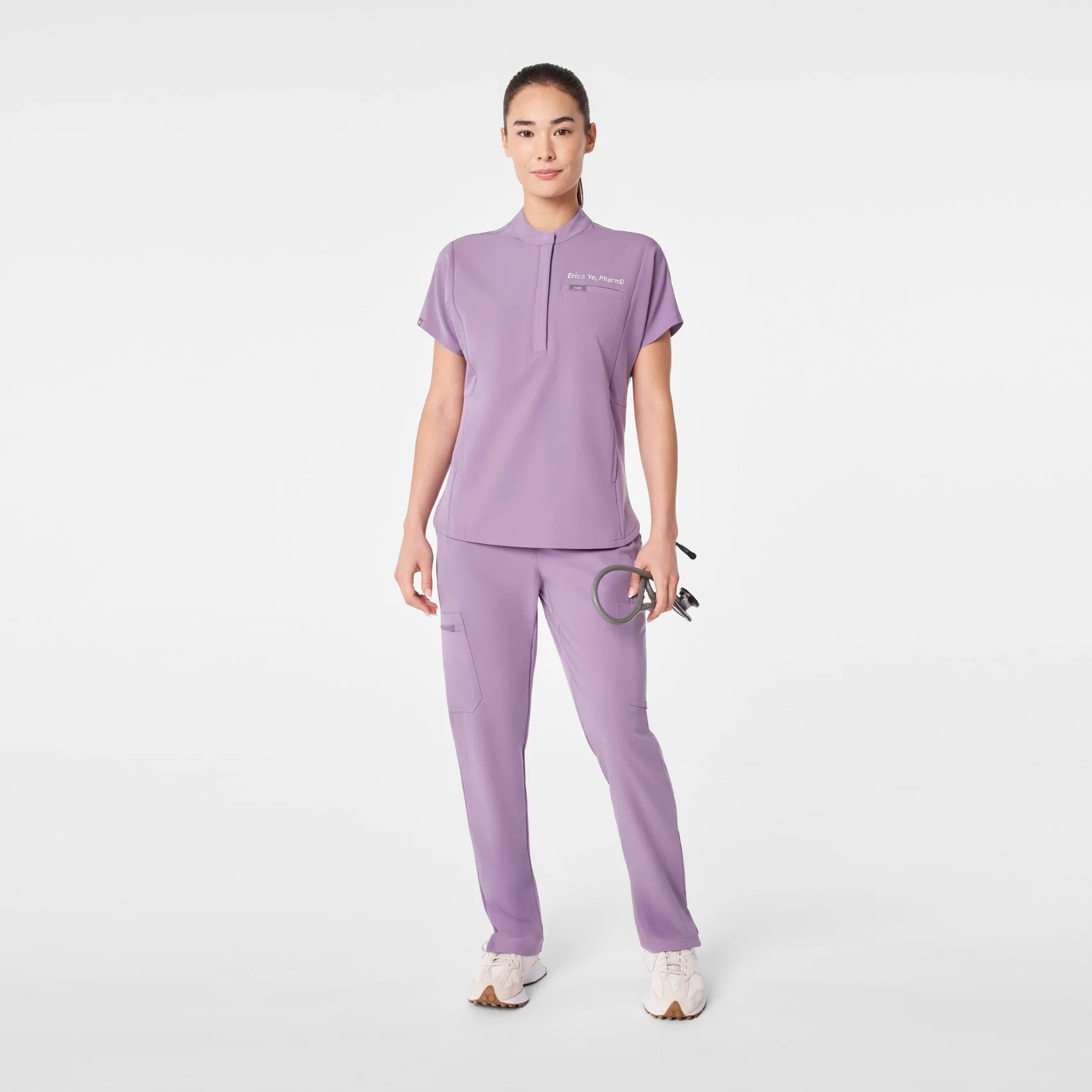 women's Purple Haze Montex - Mock Neck Scrub Top - Image 2