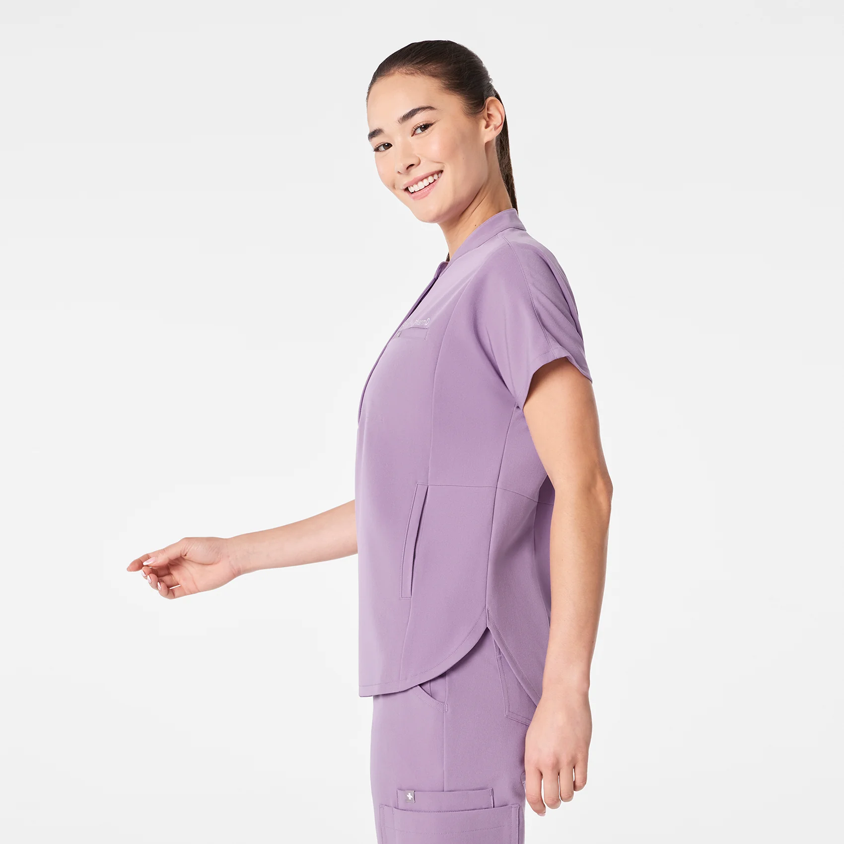 women's Purple Haze Montex - Mock Neck Scrub Top - Image 3