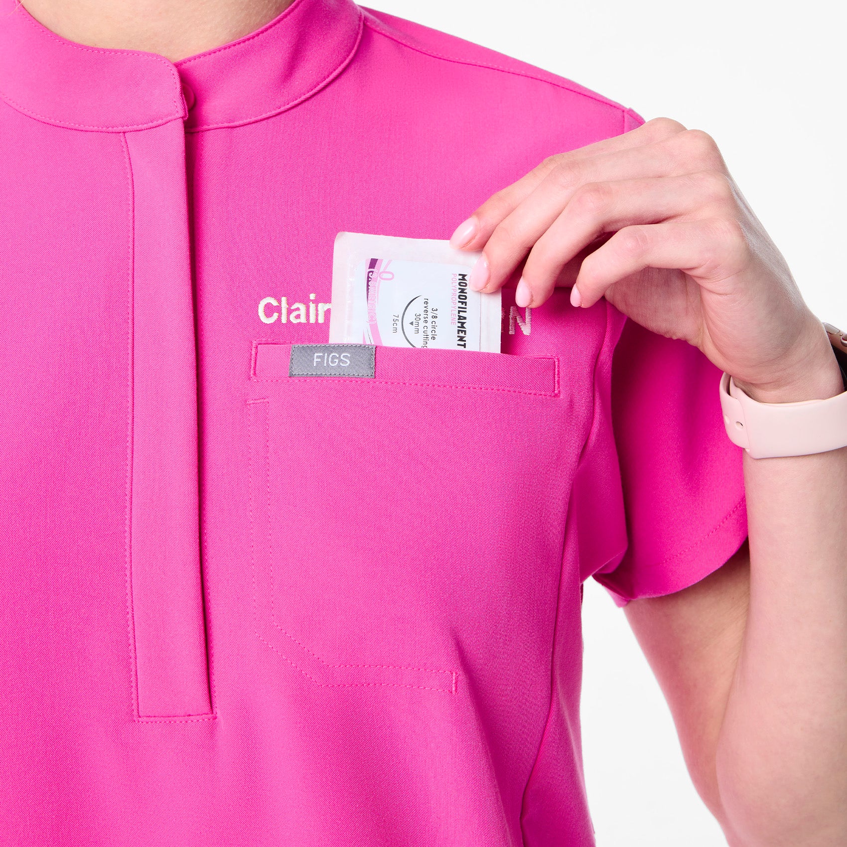 women's Rapid Response Pink Montex - Mock Neck Scrub Top - Image 7