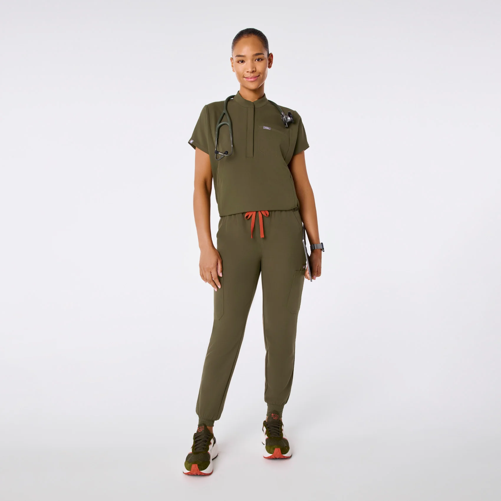 women's Spruce Montex - Mock Neck Scrub Top - Image 2