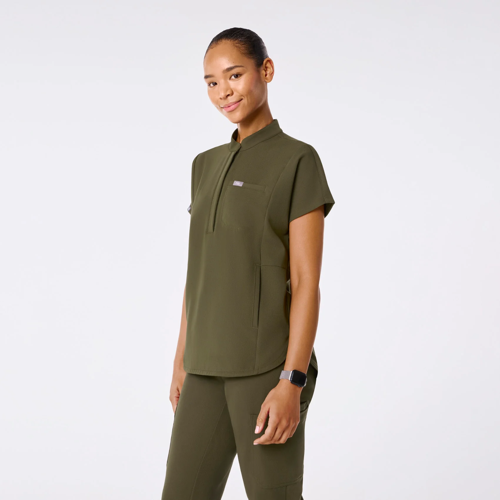 women's Spruce Montex - Mock Neck Scrub Top - Image 3