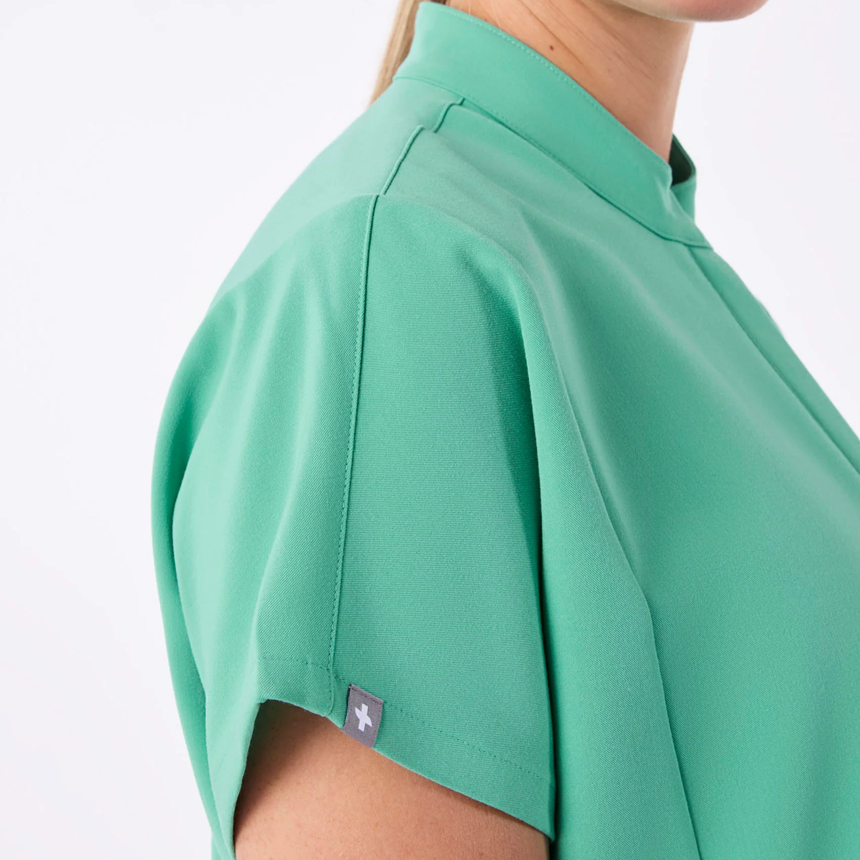 women's Surgical Green Montex - Mock Neck Scrub Top - Image 7