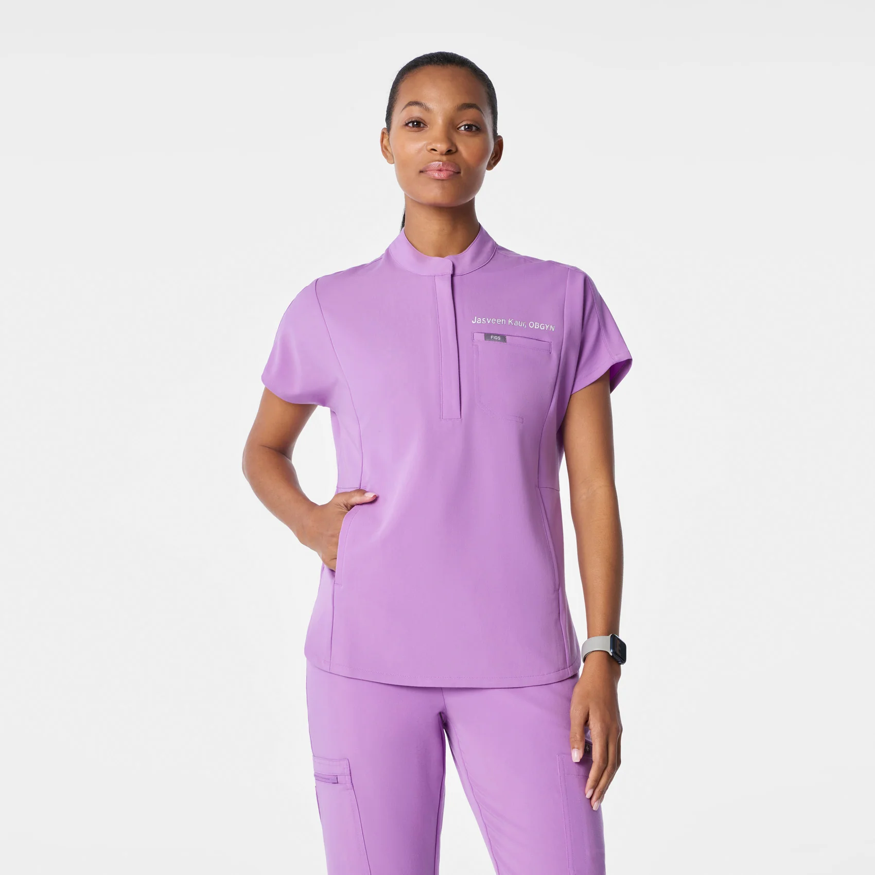 women's Wild Iris Montex - Mock Neck Scrub Top