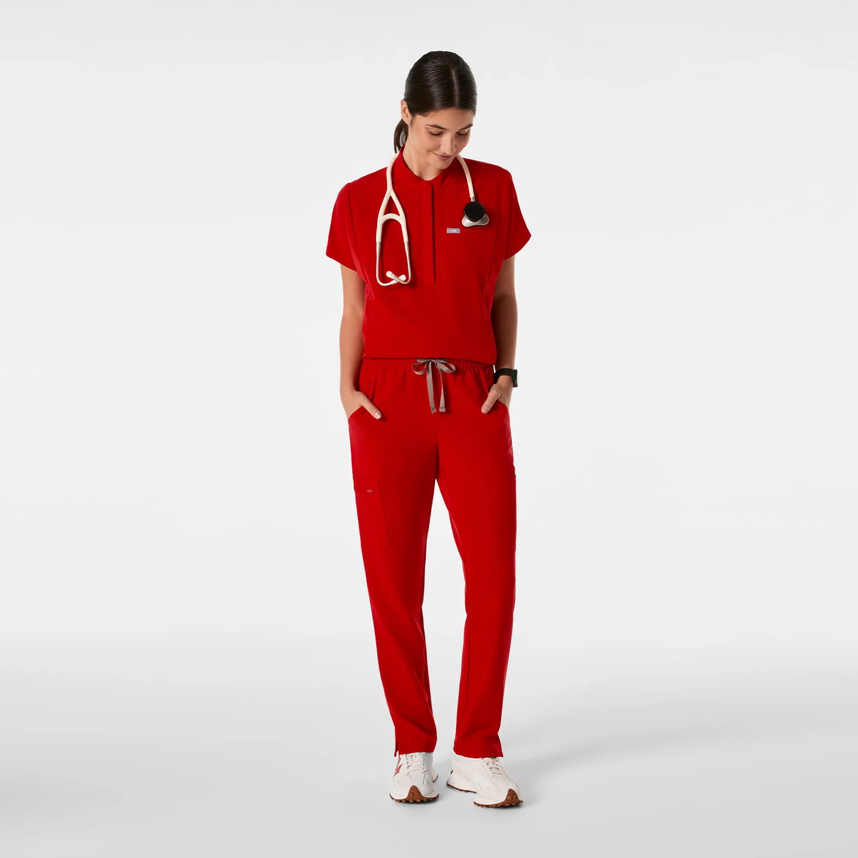 women's Winning Red Montex - Mock Neck Scrub Top - Image 2