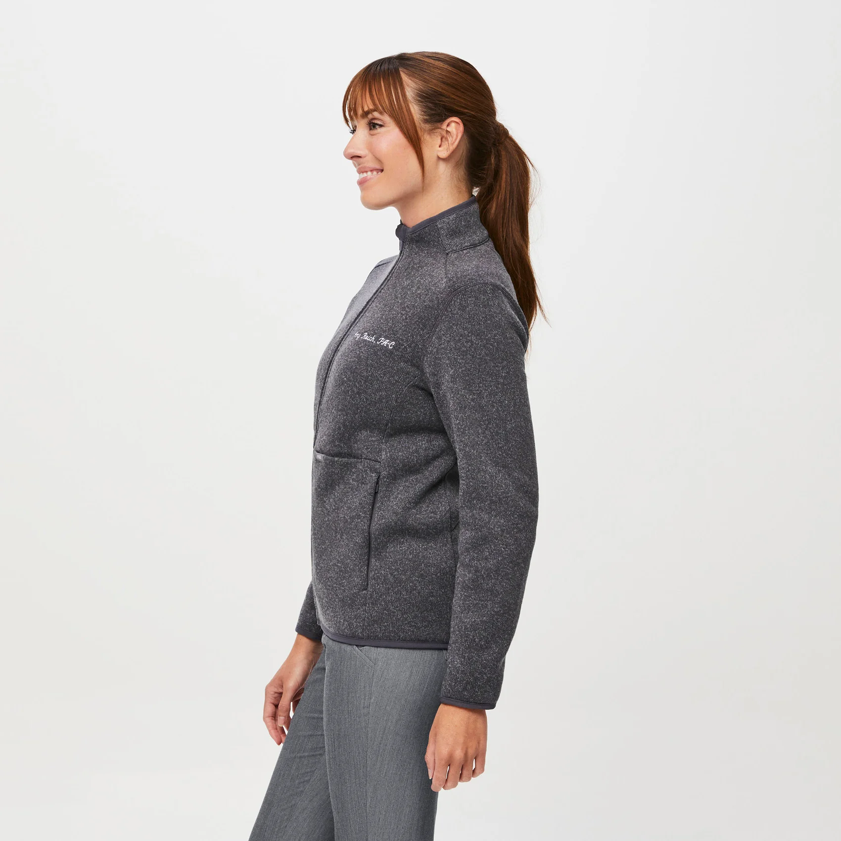 women's Heathered Dark Charcoal On-Shift™ - Sweater Knit Jacket - Image 3