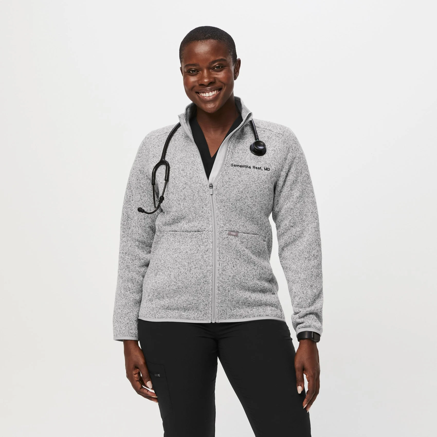 women's Heather Light Grey On-Shift™ - Sweater Knit Jacket