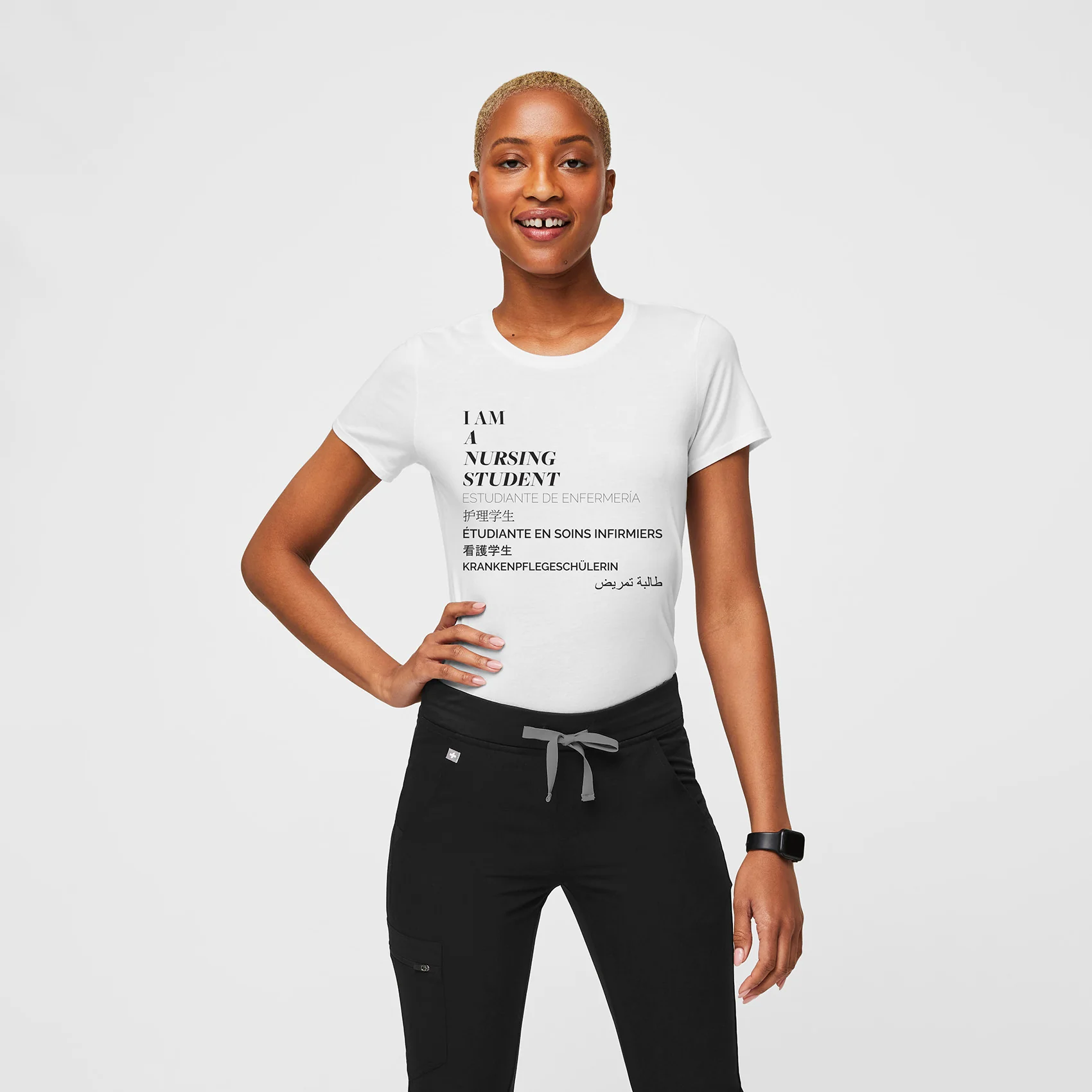 women's White Nursing Student Supersoft - Shortsleeve Underscrub